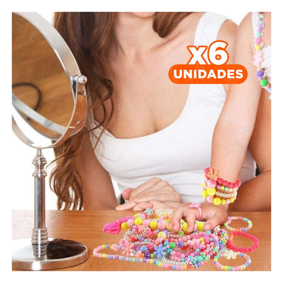 PACK6 ESTUCHE ESPECIAL DE HACER COLLARES DE JUGUETE EN CAJA PARA NIÑAS YREGALO STICKER - 1