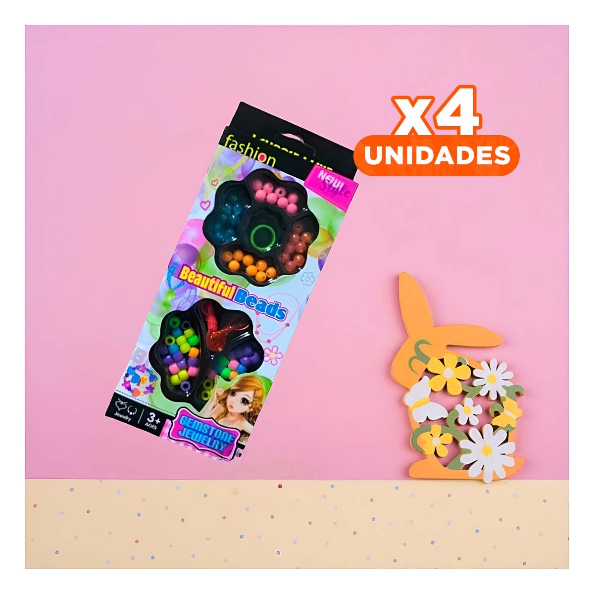 PACK4 CONTENEDOR ESPECIAL DE HACER COLLARES DE JUGUETE EN CAJA PARA NIÑAS - 1
