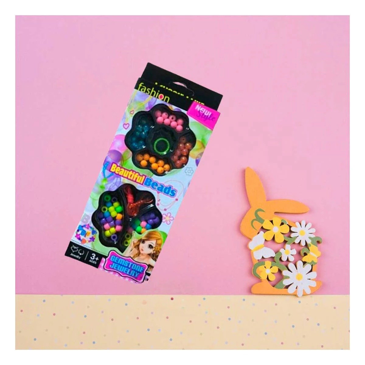 PACK4 ELEMENTO PARA HACER COLLARES DE JUGUETE EN CAJA PARA NIÑAS YPAPEL REGALO - 2