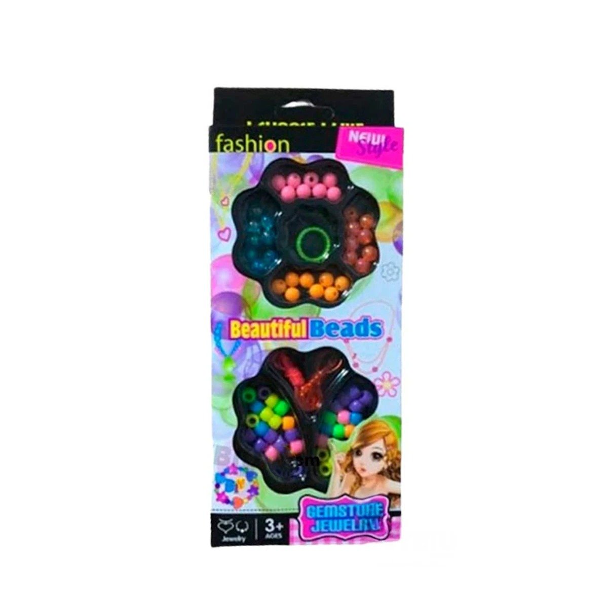 PACK4 ELEMENTO PARA HACER COLLARES DE JUGUETE EN CAJA PARA NIÑAS YPAPEL REGALO - 3