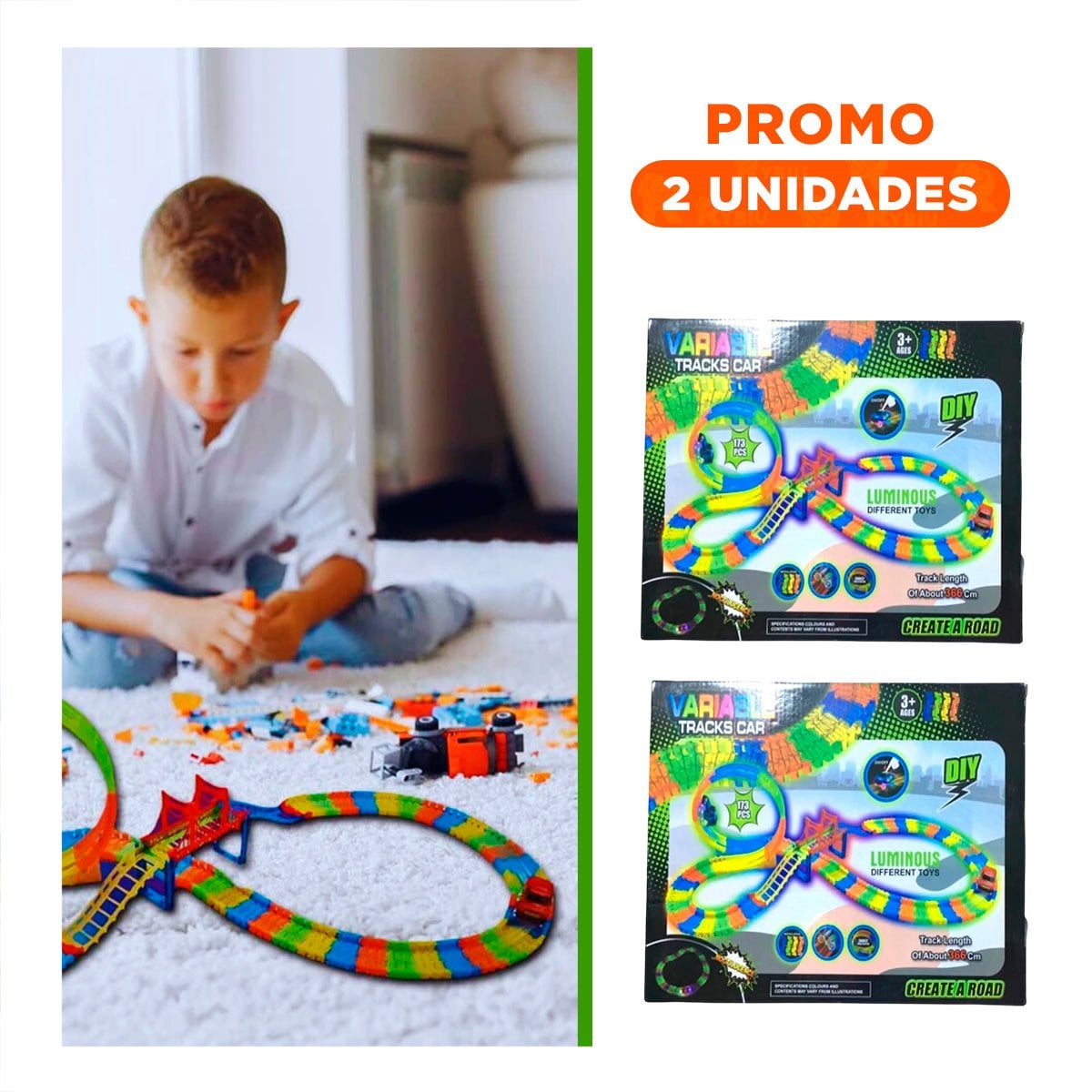 PACK2 CIRCUITO DE JUEGO CON MINI CARRO PARA CASA DIVERSION CREATIVA EN CAJA - 1