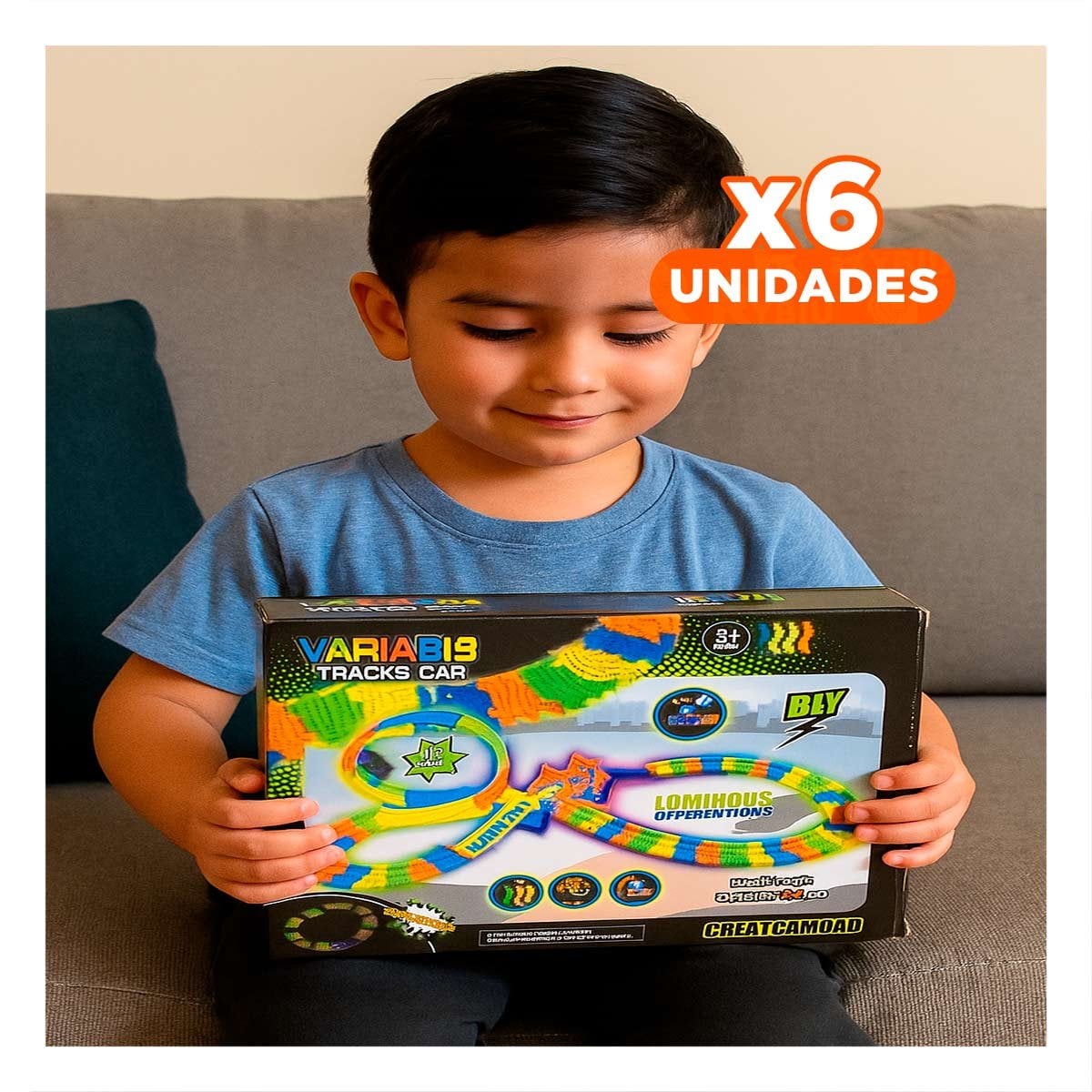 PACK6 CIRCUITO CLASICO CON MINI CARRO PARA HOGAR JUEGO Y DIVERSION YREGALO STICKER - 1