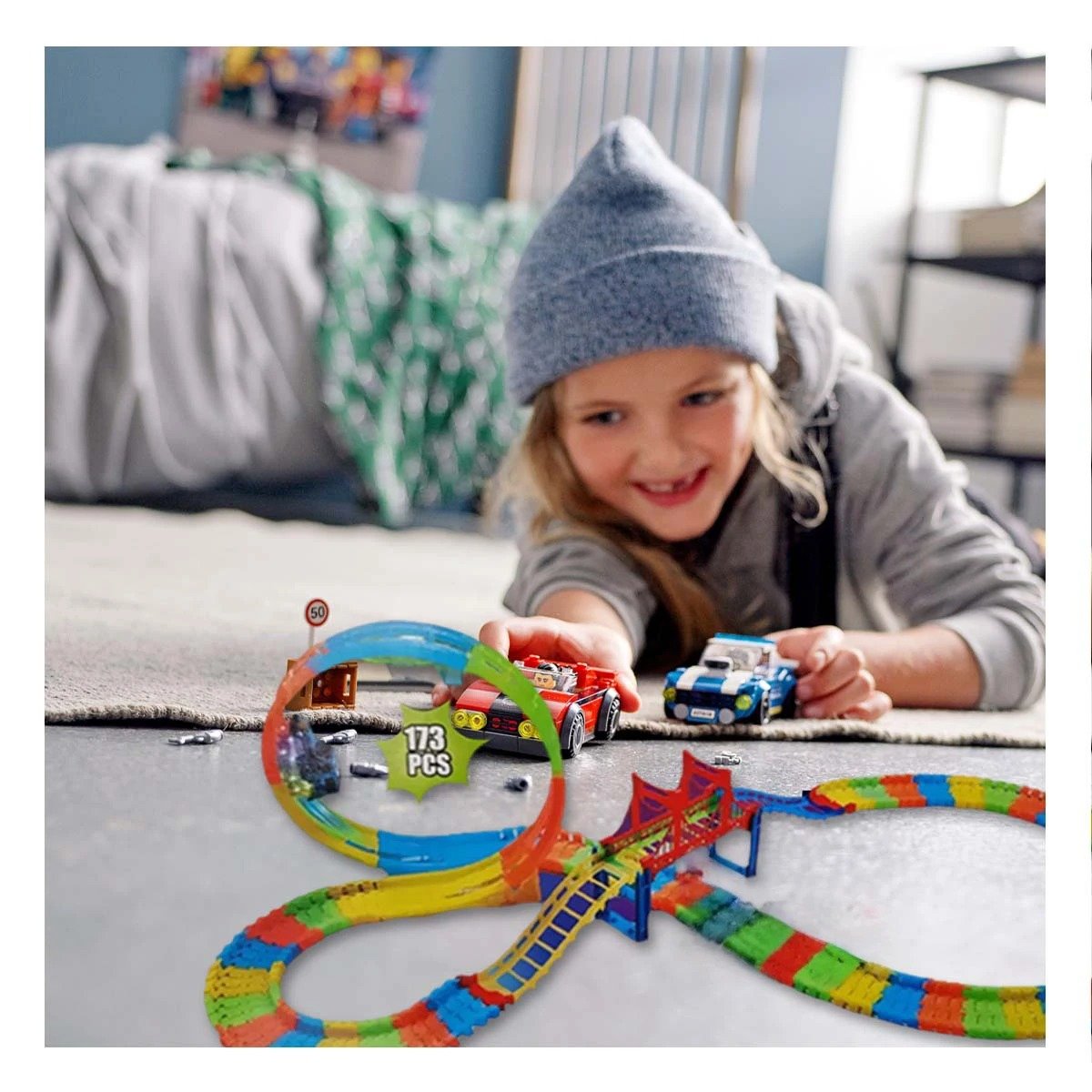 PACK6 CIRCUITO CLASICO CON MINI CARRO PARA HOGAR JUEGO Y DIVERSION YREGALO STICKER - 5