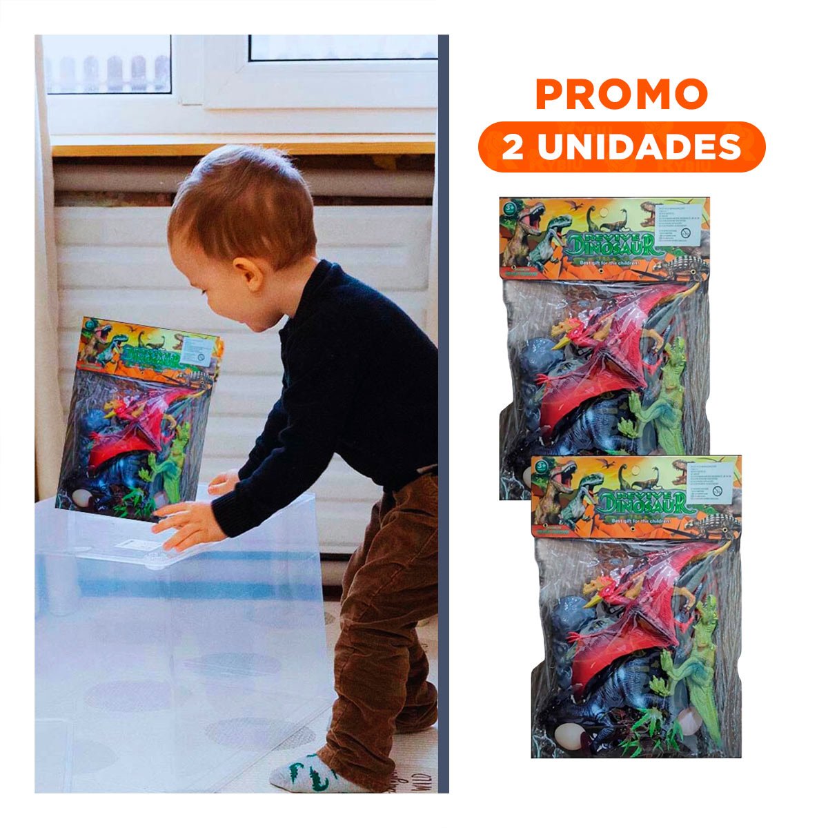 PACK2 LINEA INFANTIL DE DINOSAURIOS CON HUEVO Y ACCESORIOS EN BOLSA PARA JUEGO - 1