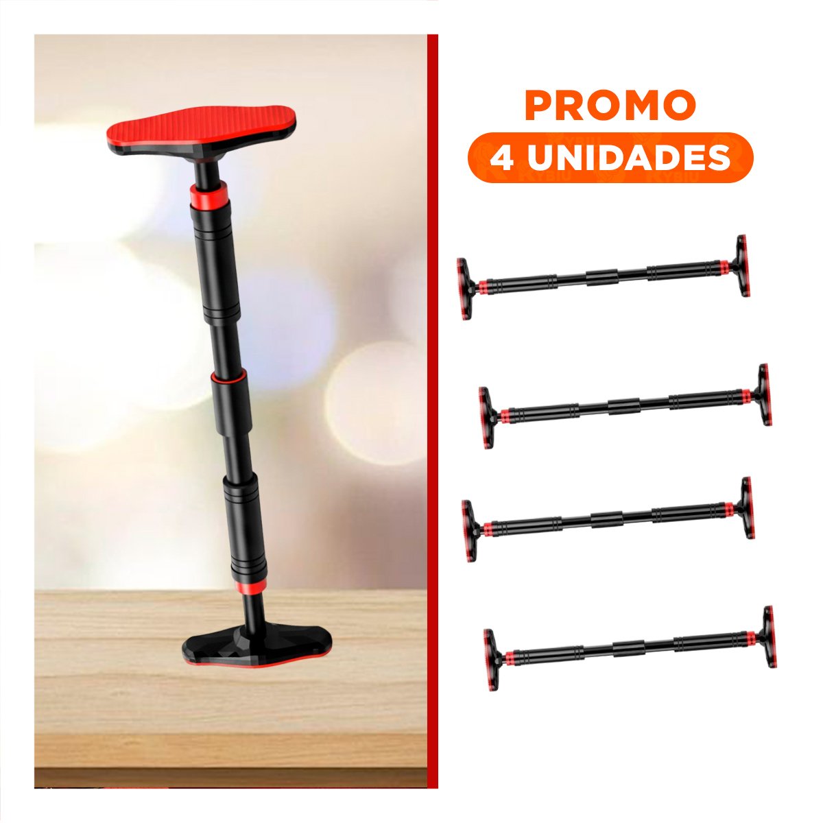 PACK4 SOPORTE PARA ENTRENAMIENTO FUNCIONAL 90 130CM NEGRO Y ROJO YREGALO STICKER - 1