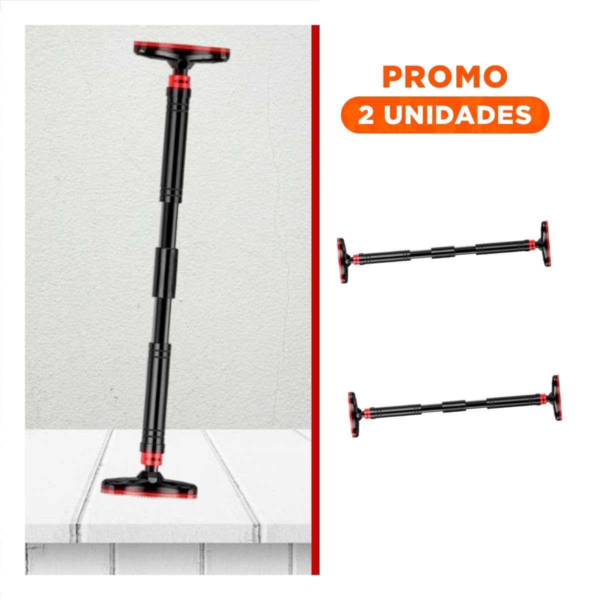 PACK2 SOPORTE MULTIFUNCIONAL PARA GIMNASIO 90 130CM NEGRO Y ROJO - 1