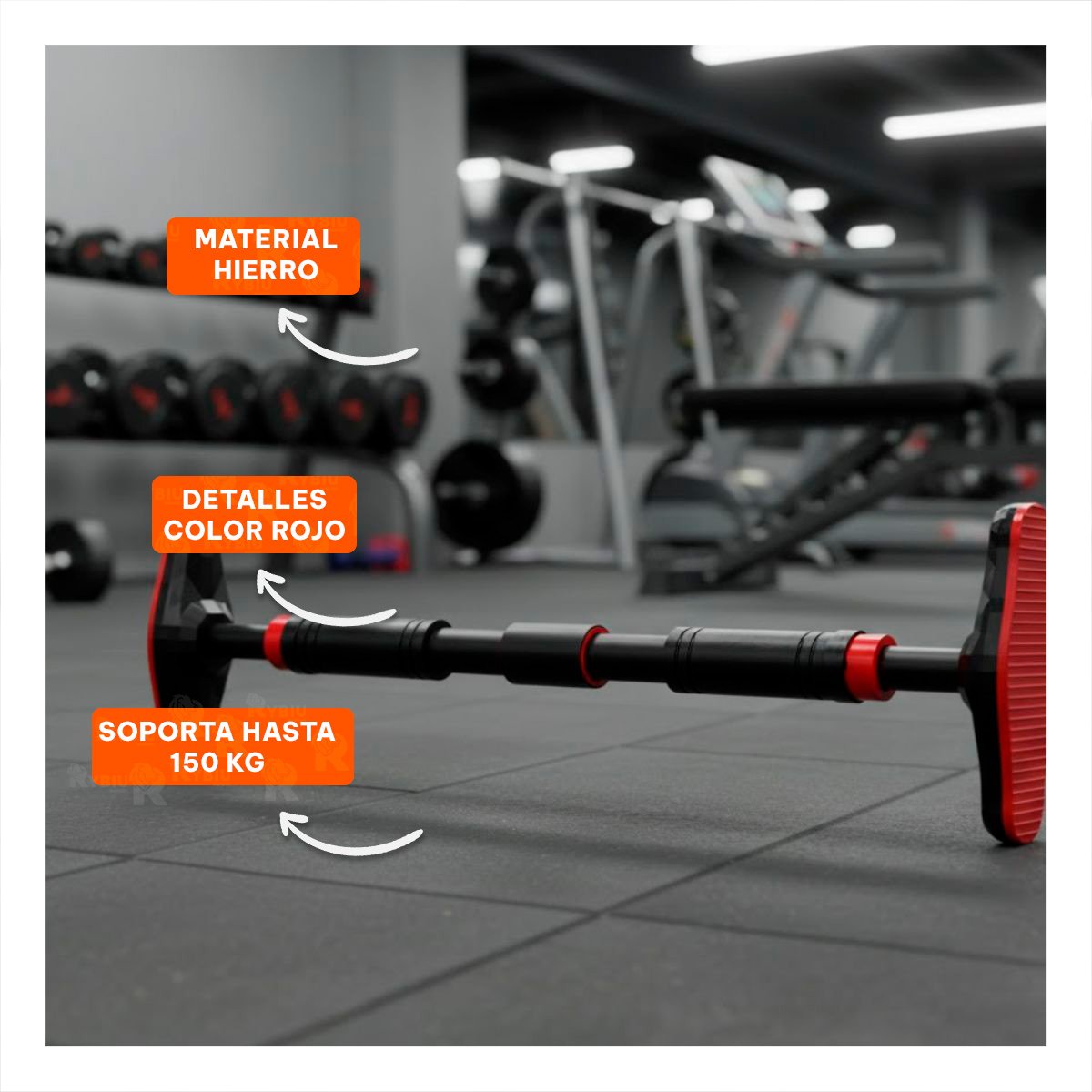 PACK2 SOPORTE MULTIFUNCIONAL PARA GIMNASIO 90 130CM NEGRO Y ROJO - 5