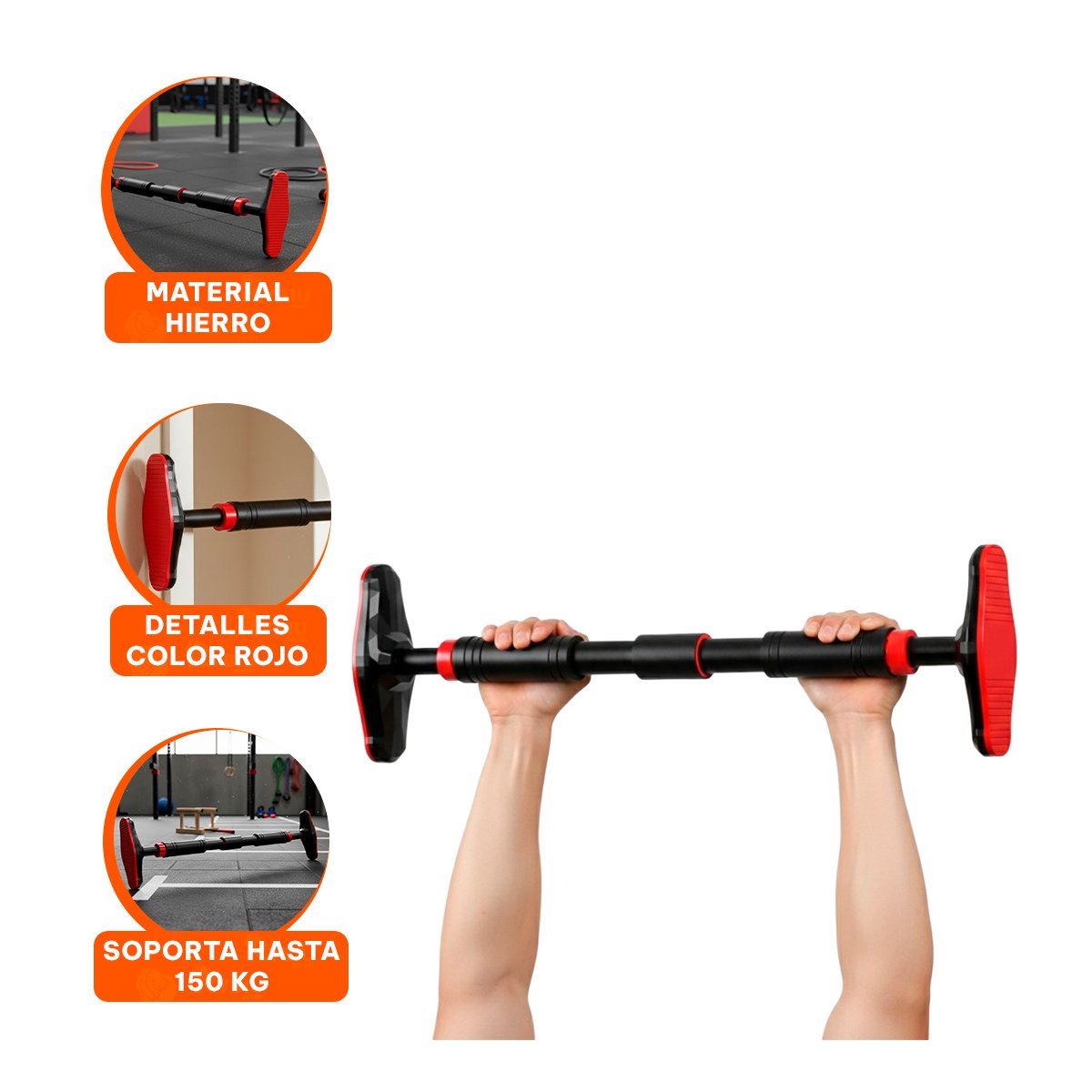 SOPORTE AJUSTABLE PARA DOMINADAS 90 130CM NEGRO Y ROJO - 3