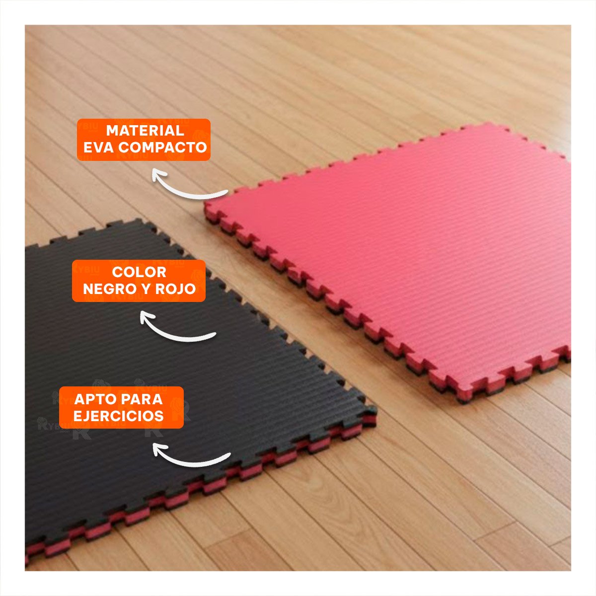 PACK6 ALFOMBRA ERGONOMICA PARA TONIFICACION NEGRO Y ROJO YPAPEL REGALO - 2