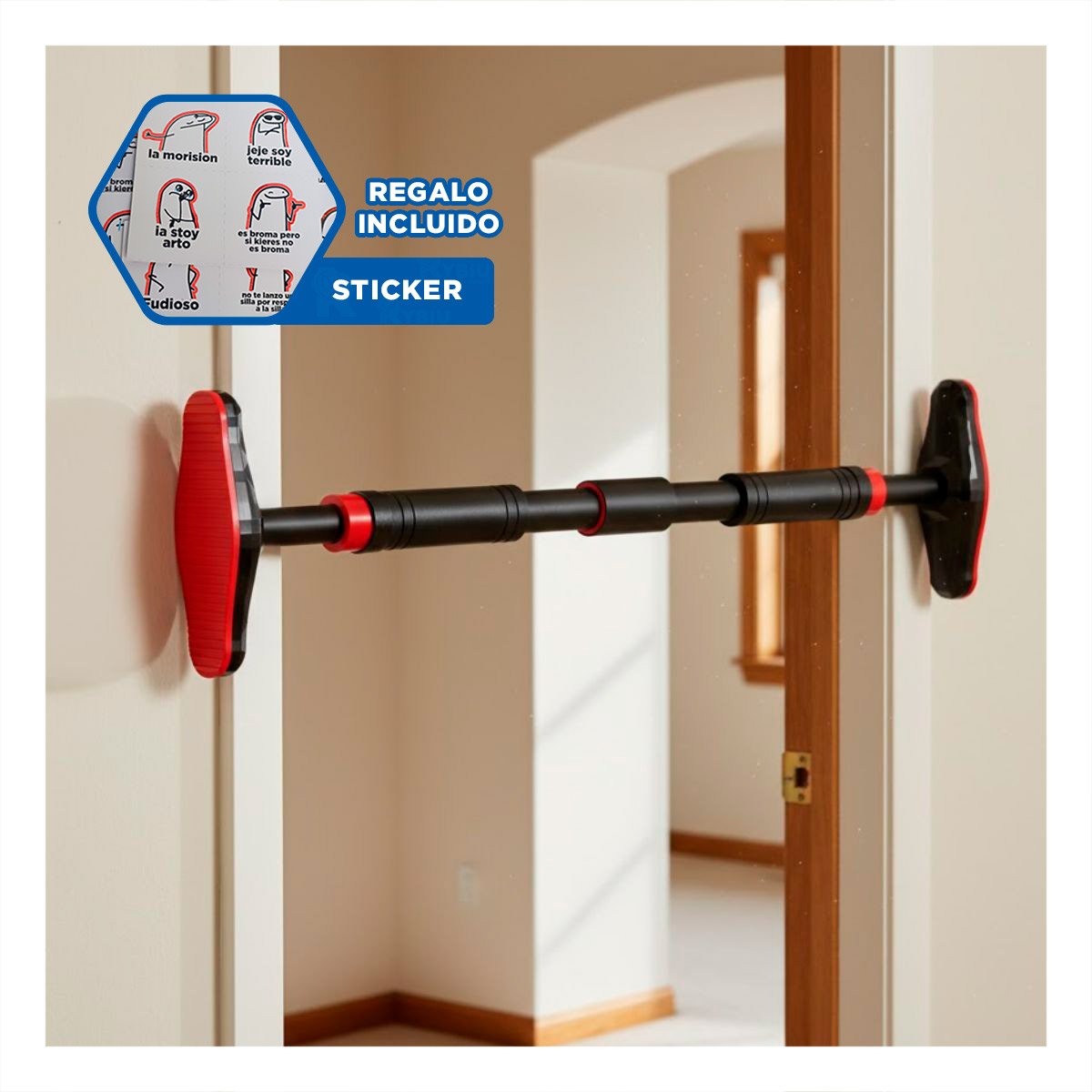 RACK PORTATIL PARA MUSCULACION 90 130CM NEGRO Y ROJO YREGALO STICKER - 1