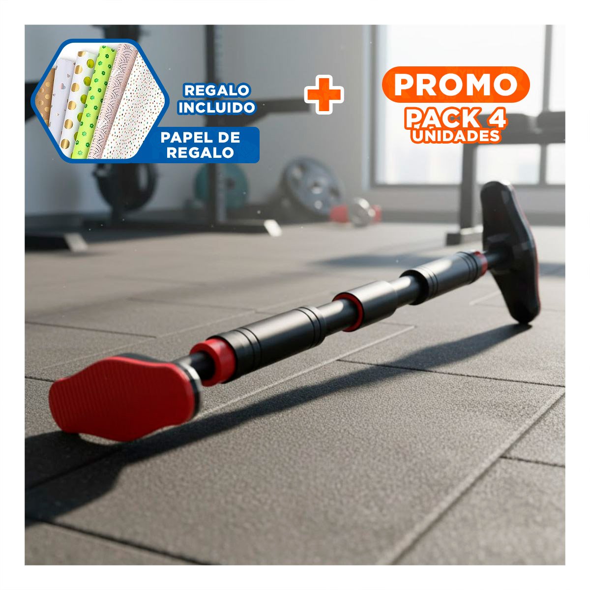 PACK4 POSTE PARA FITNESS Y FUERZA 90 130CM NEGRO Y ROJO YPAPEL REGALO - 1