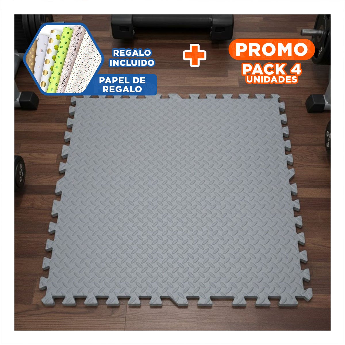 PACK4 PISO PARA FITNESS Y EJERCICIOS FUNCIONALES PLOMO YPAPEL REGALO - 1