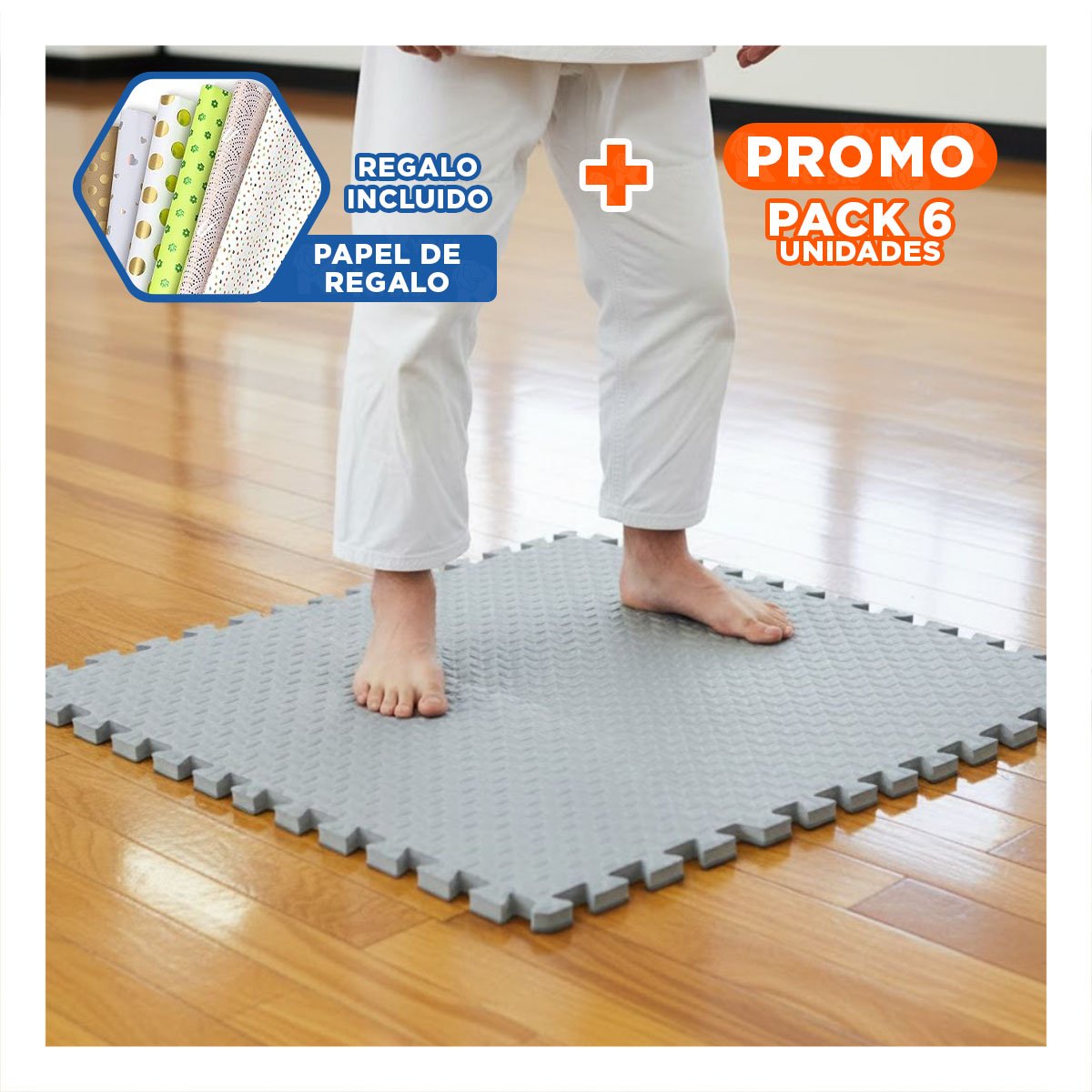 PACK6 ALFOMBRA PROFESIONAL PARA EJERCICIOS EN CASA PLOMO YPAPEL REGALO - 1