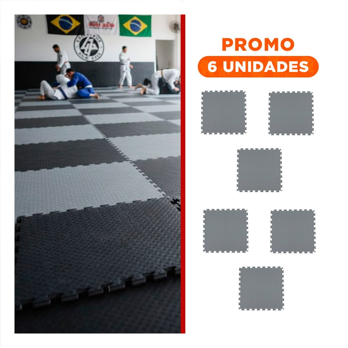 PACK6 ALFOMBRA PARA EJERCICIOS DE FUERZA NEGRO Y PLOMO - 1