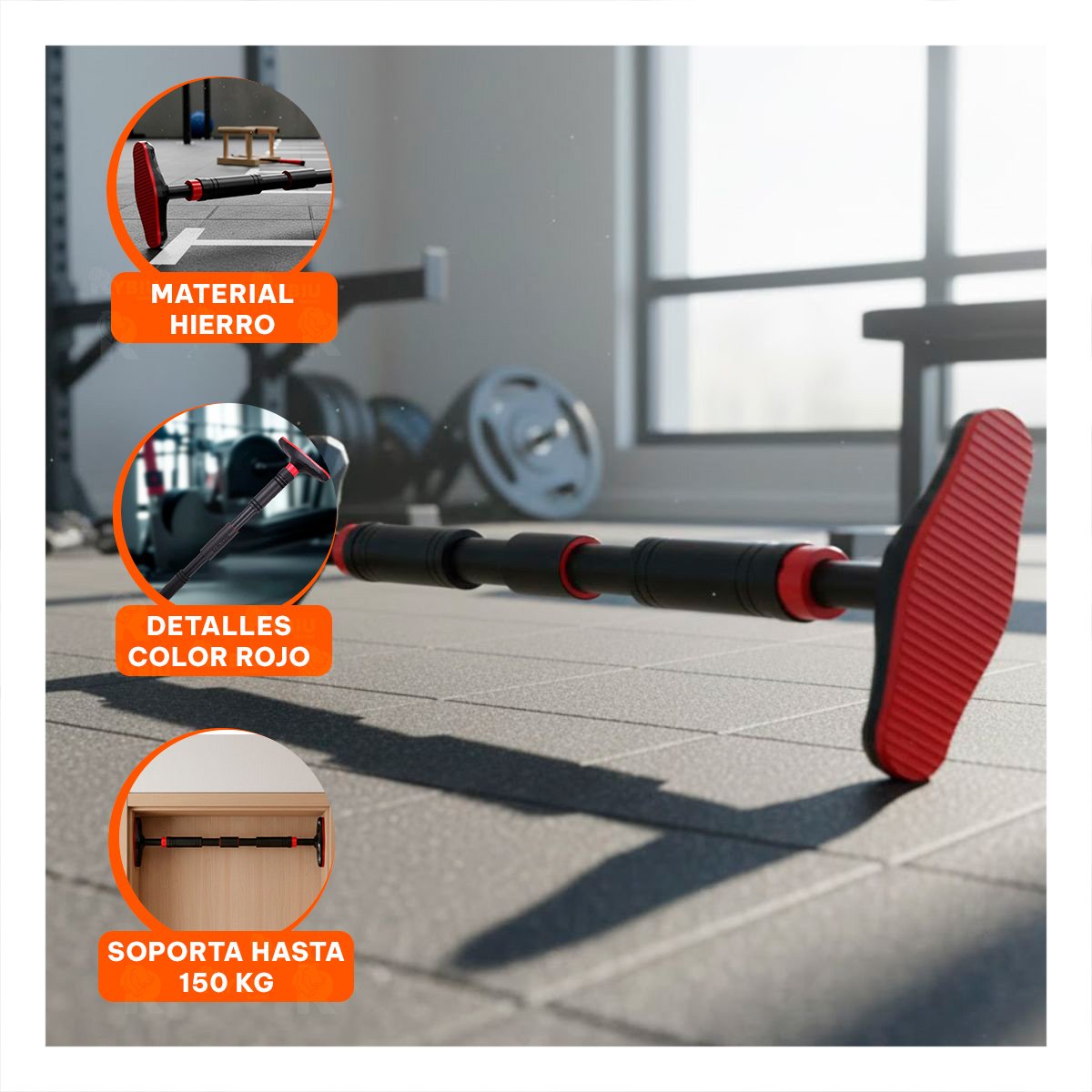PACK4 APARATO DE MUSCULACION EN CASA 90 130CM NEGRO Y ROJO - 5