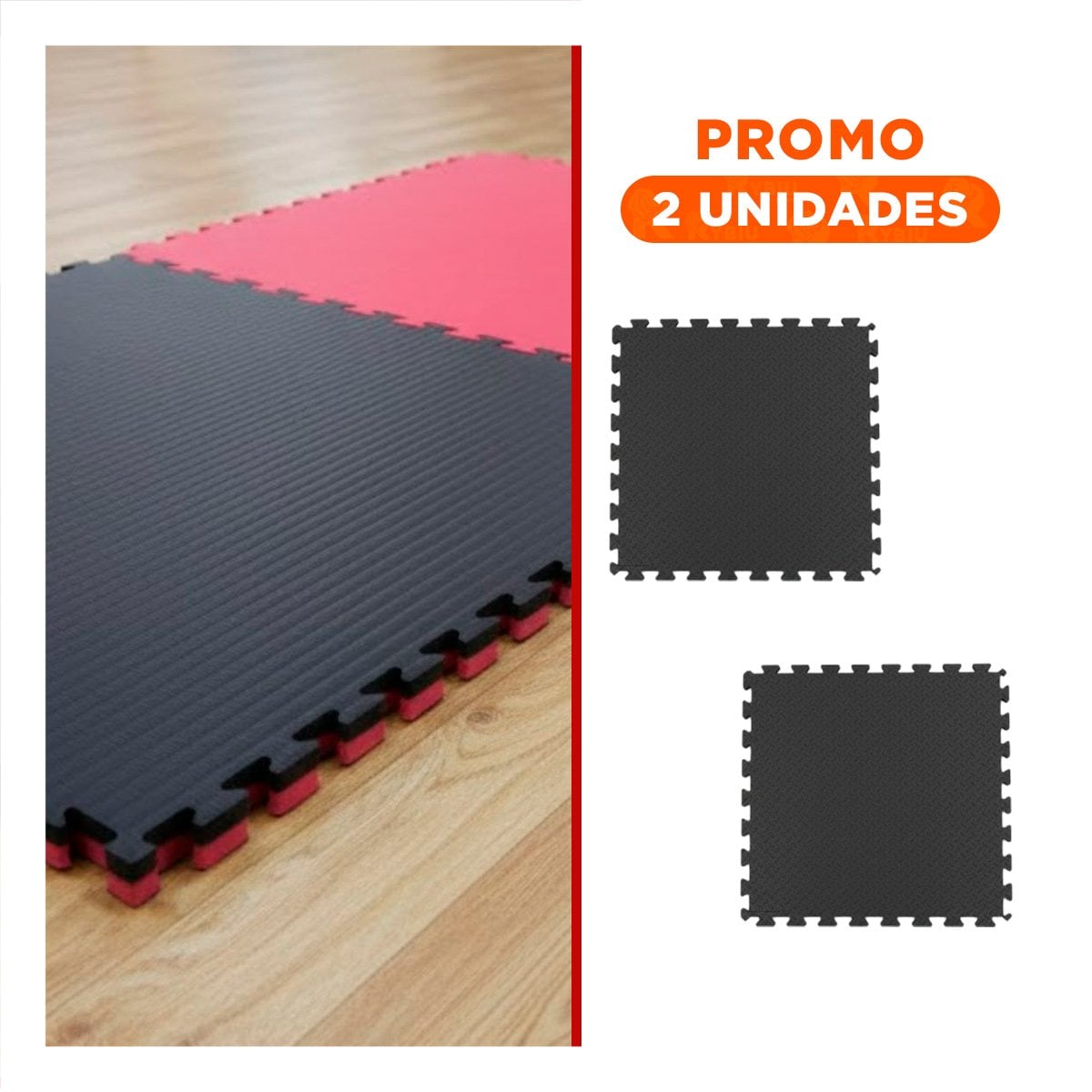 PACK2 TATAMI PARA CORE Y ABDOMINALES NEGRO Y ROJO - 1
