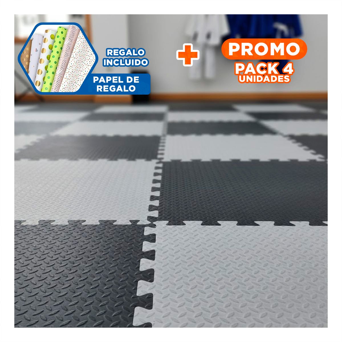 PACK4 TATAMI COMPACTO PARA GIMNASIO NEGRO Y PLOMO YPAPEL REGALO - 1