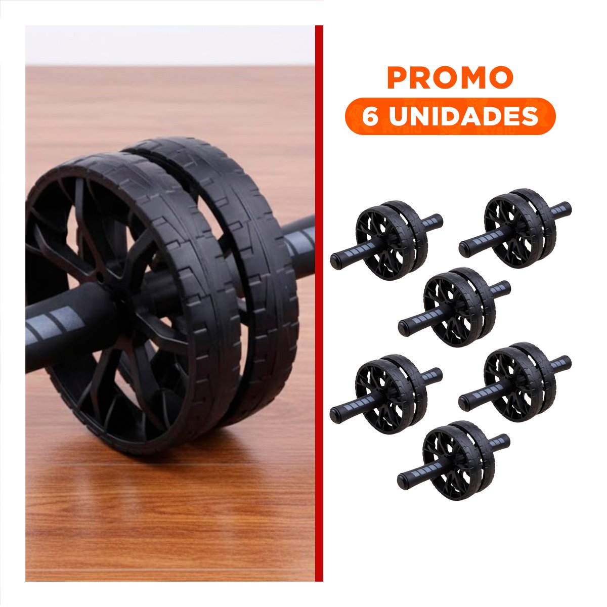 PACK6 RODILLO AJUSTABLE PARA ABDOMEN NEGRO - 1