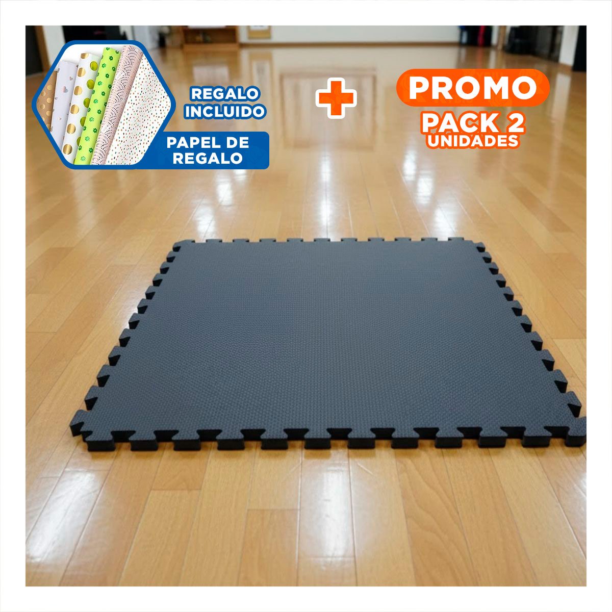 PACK2 PISO PORTATIL PARA TONIFICACION Y FITNESS NEGRO YPAPEL REGALO - 1