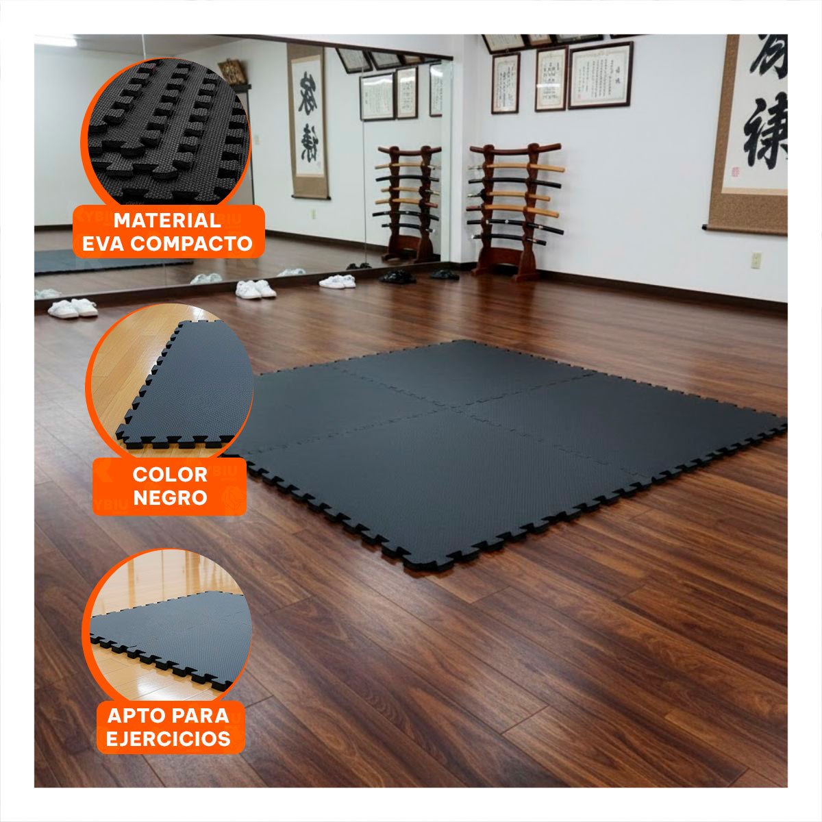 PACK2 PISO PORTATIL PARA TONIFICACION Y FITNESS NEGRO YPAPEL REGALO - 5