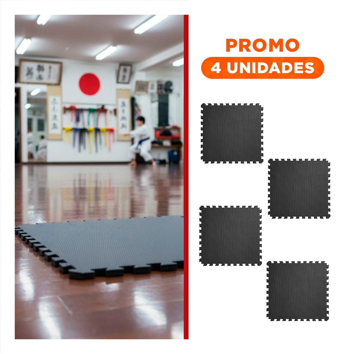 PACK4 ESTERA PARA EJERCICIOS FUNCIONALES Y CORE NEGRO YREGALO STICKER - 1