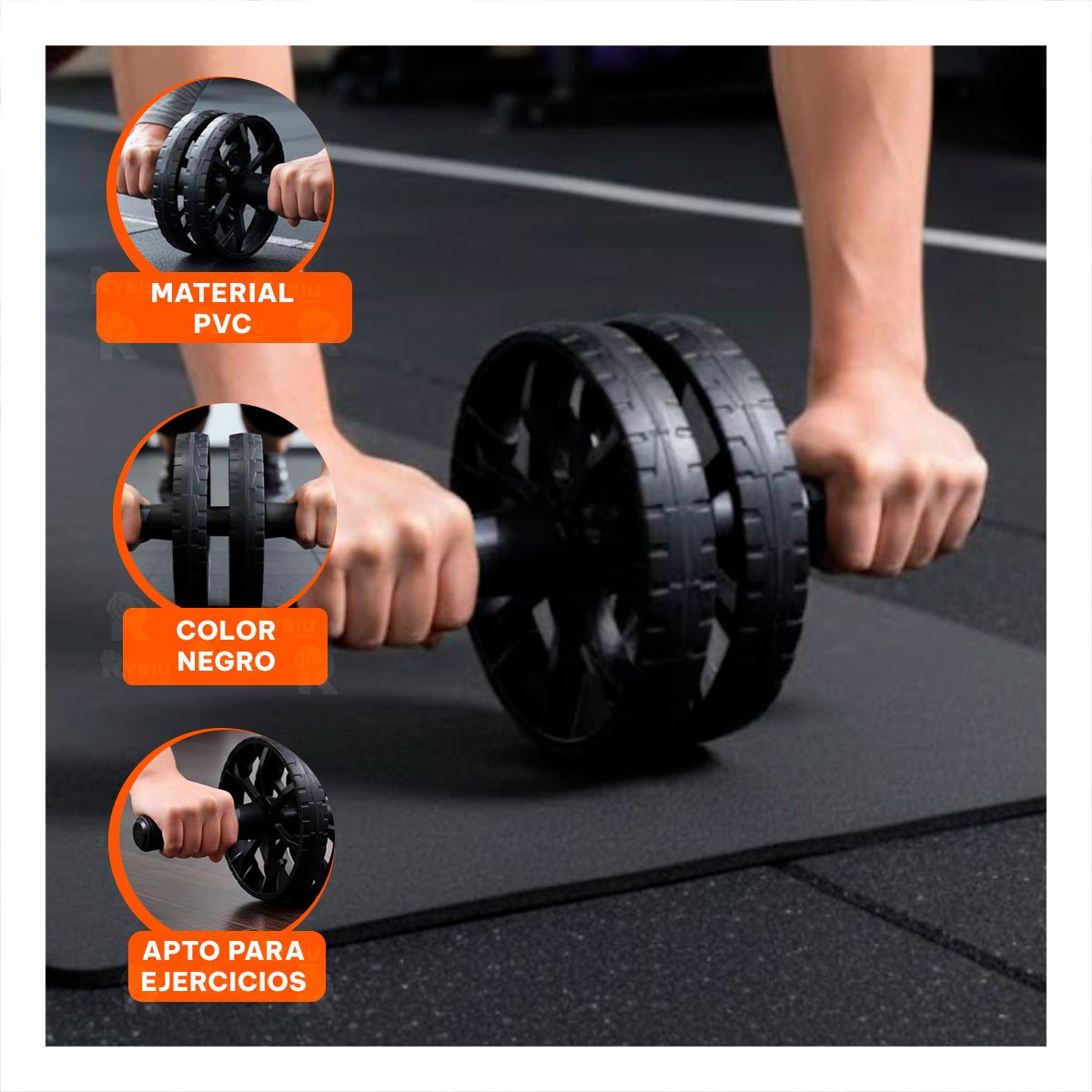 PACK6 EQUIPO DE EJERCICIOS PARA ABDOMINALES NEGRO YREGALO STICKER - 3