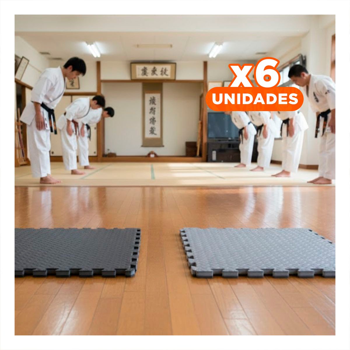PACK6 PISO PORTATIL PARA PILATES Y YOGA NEGRO Y PLOMO YREGALO STICKER - 1