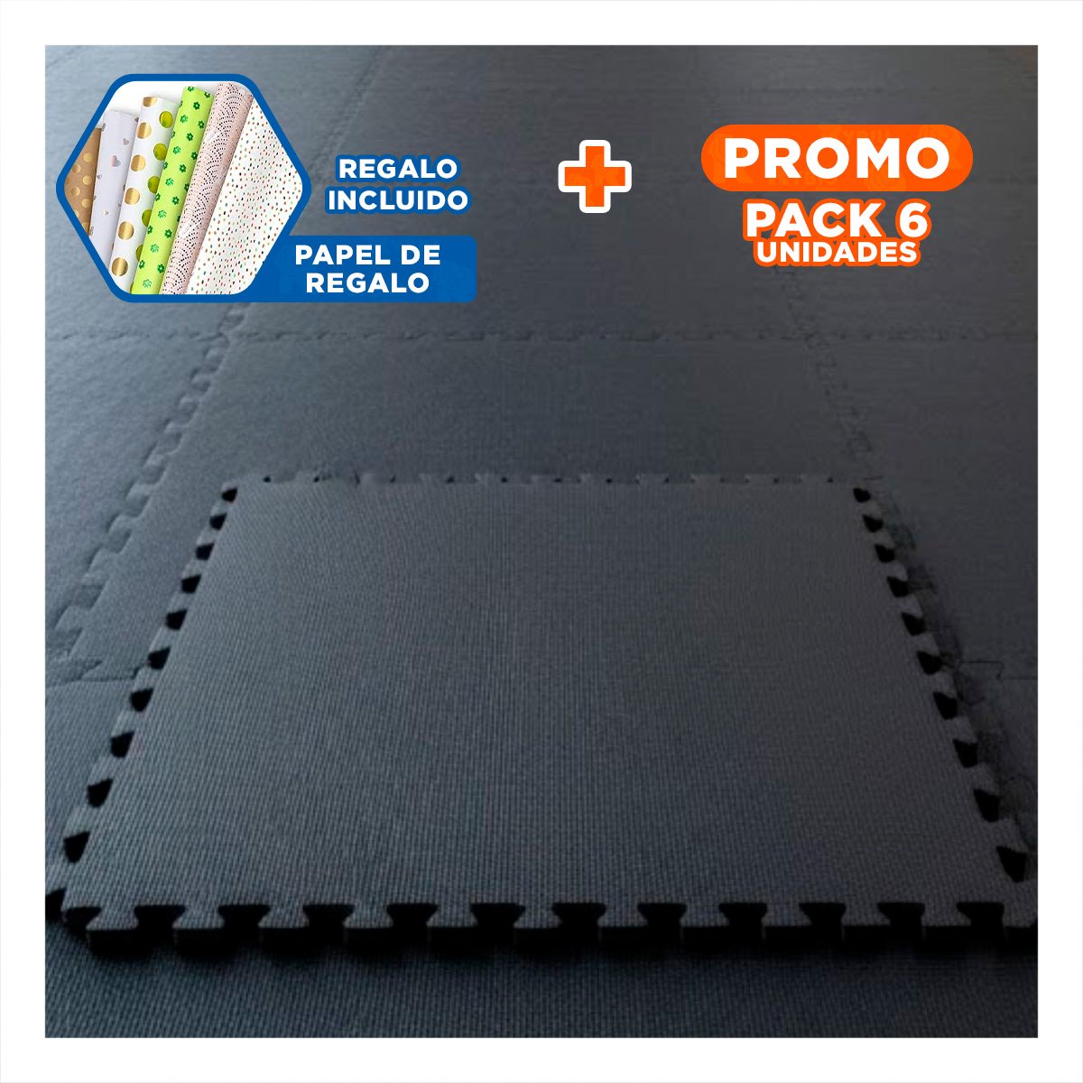 PACK6 TATAMI PORTATIL PARA CORE Y TONIFICACION NEGRO YPAPEL REGALO - 1