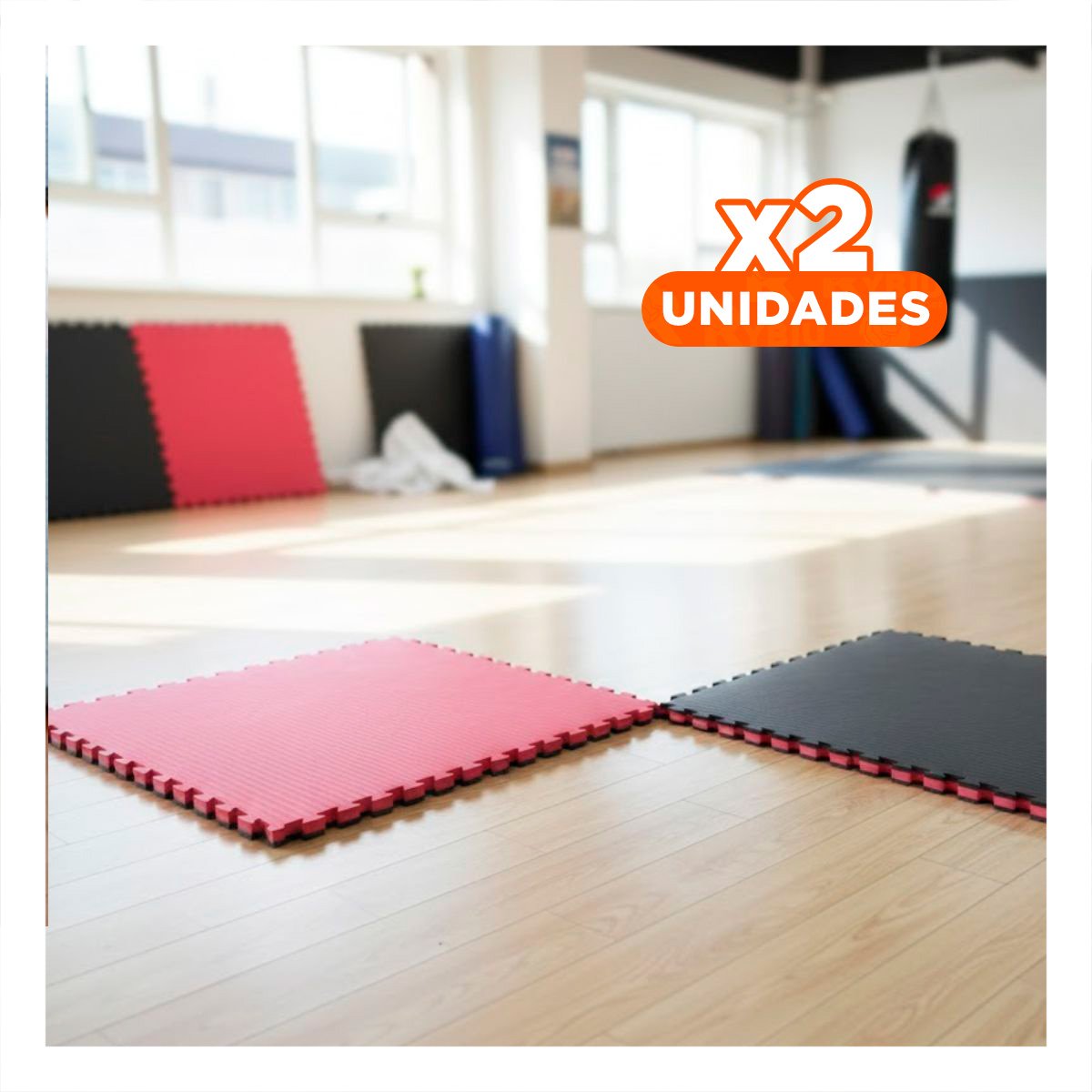 PACK2 ALFOMBRA DEPORTIVA PARA EJERCICIOS NEGRO Y ROJO YREGALO STICKER - 1