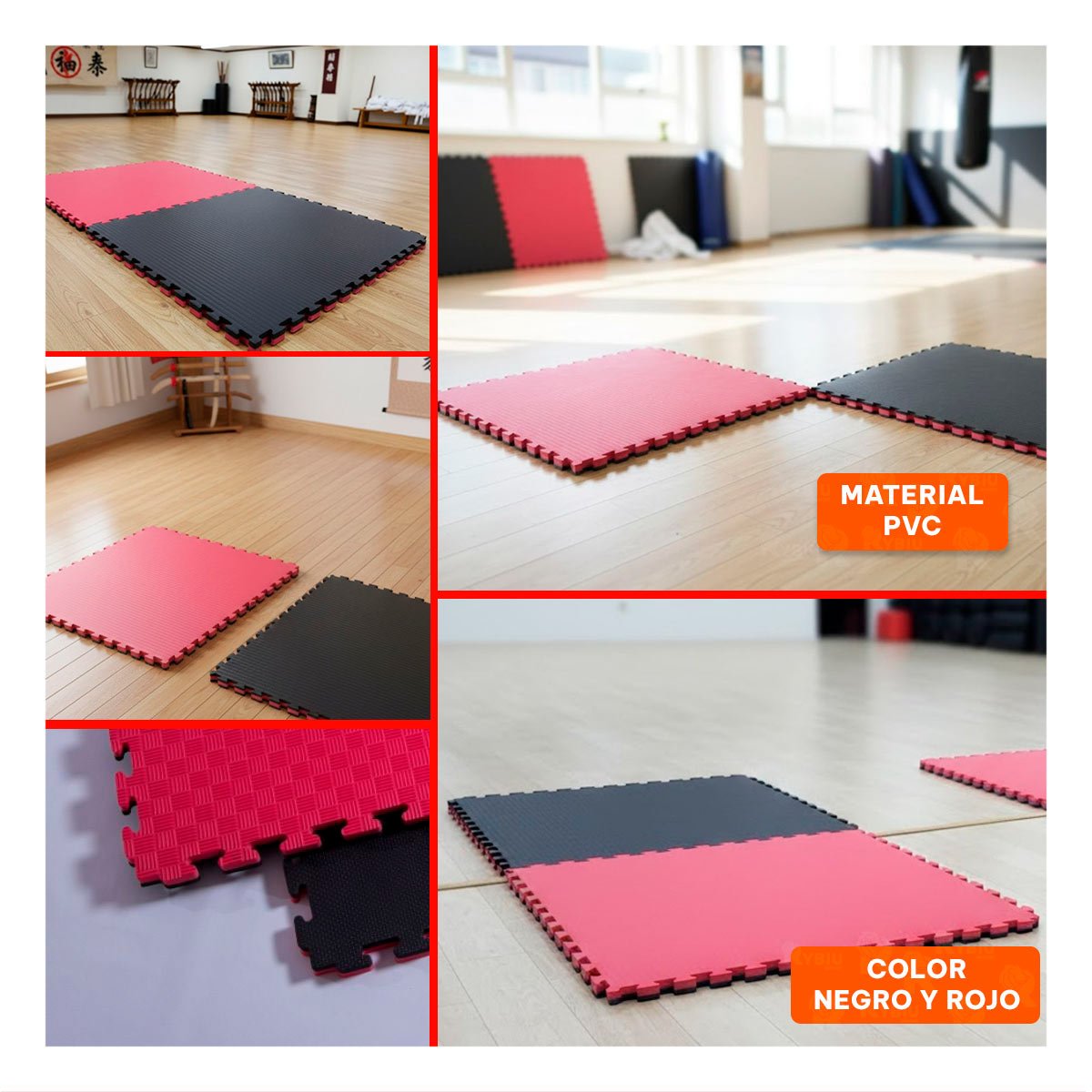 PACK2 COLCHONETA DE FITNESS Y YOGA NEGRO Y ROJO YPAPEL REGALO - 3