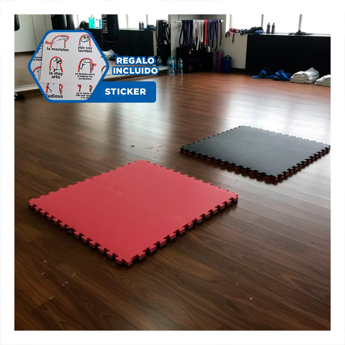 COLCHONETA COMPACTA PARA ENTRENAMIENTO NEGRO Y ROJO YREGALO STICKER - 1