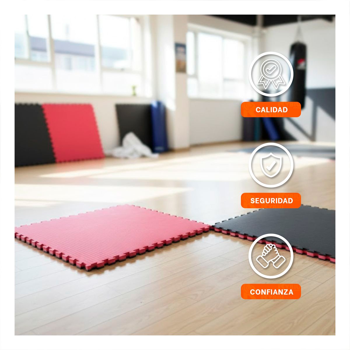 TATAMI PROFESIONAL PARA YOGA Y PILATES NEGRO Y ROJO YPAPEL REGALO - 3