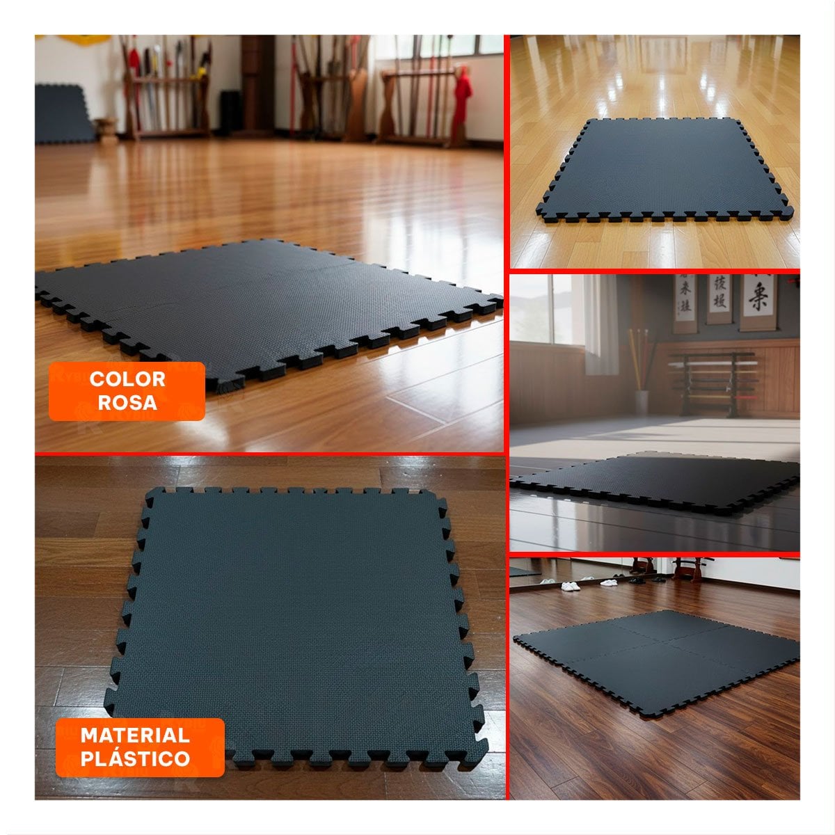 ALFOMBRA PROFESIONAL PARA EJERCICIOS EN CASA NEGRO YSTICKY - 5