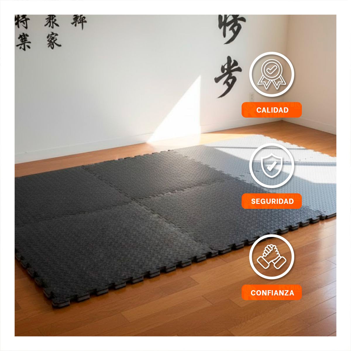 ALFOMBRA COMPACTA PARA ENTRENAMIENTO NEGRO Y PLOMO YLIGAS REGALO - 2