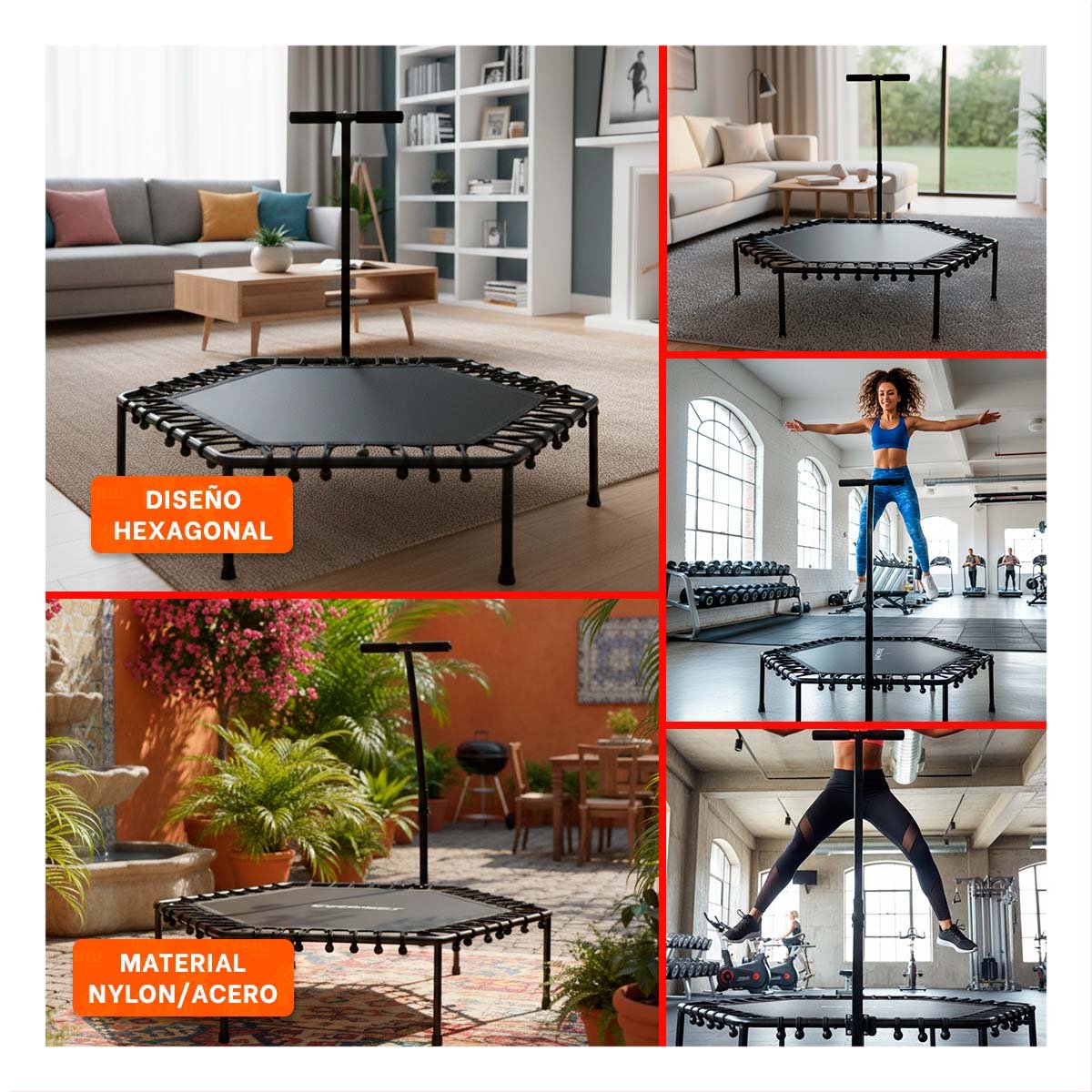 PLATAFORMA DE SALTO HEXAGONAL NEGRA 100X130CM PARA EJERCICIOS RECREATIVOS YSTICKY - 5