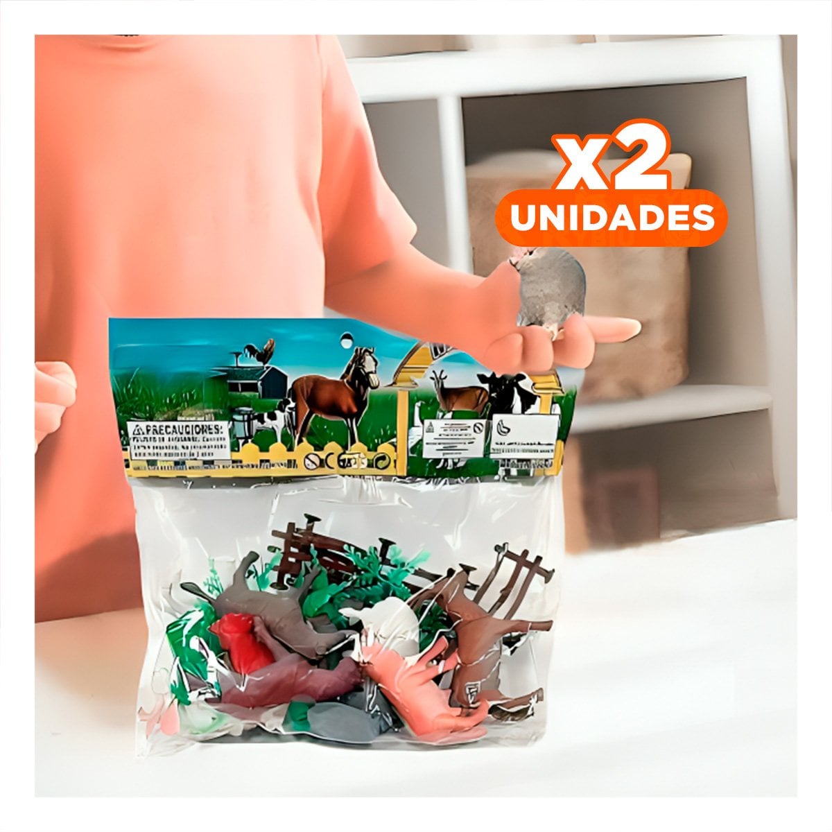 PACK2 RECURSO DIDACTICO DE ANIMALES DE GRANJA CON PLANTAS PARA CASA YREGALO STICKER - 1