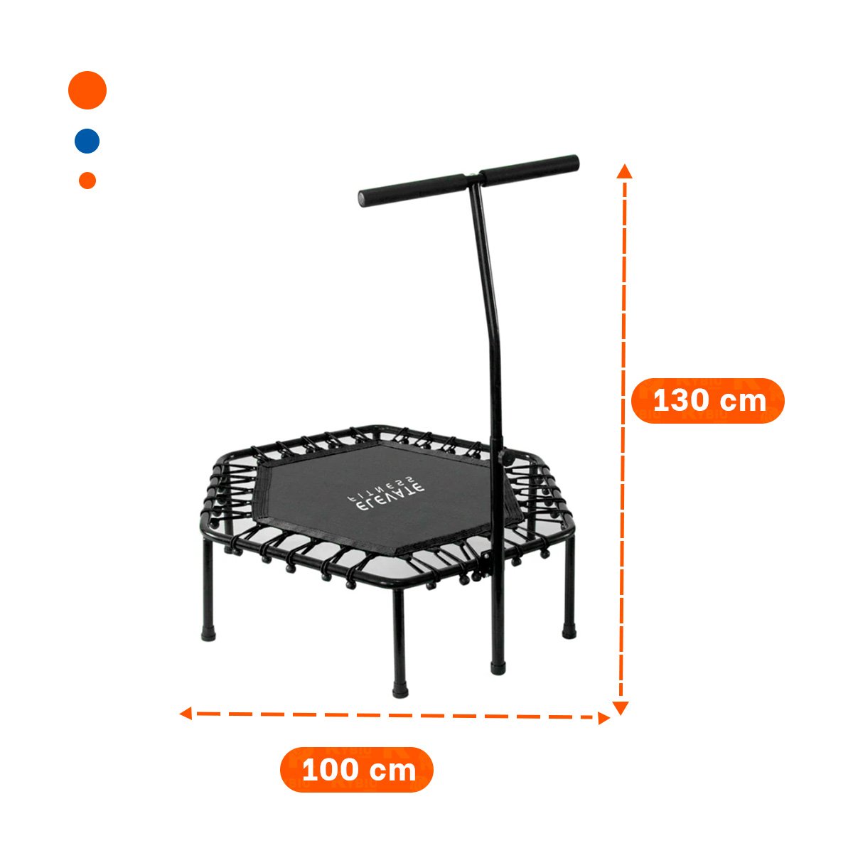 TRAMPOLIN HEXAGONAL NEGRO 100X130CM CON BASE ESTABLE PARA USO FRECUENTE - 4