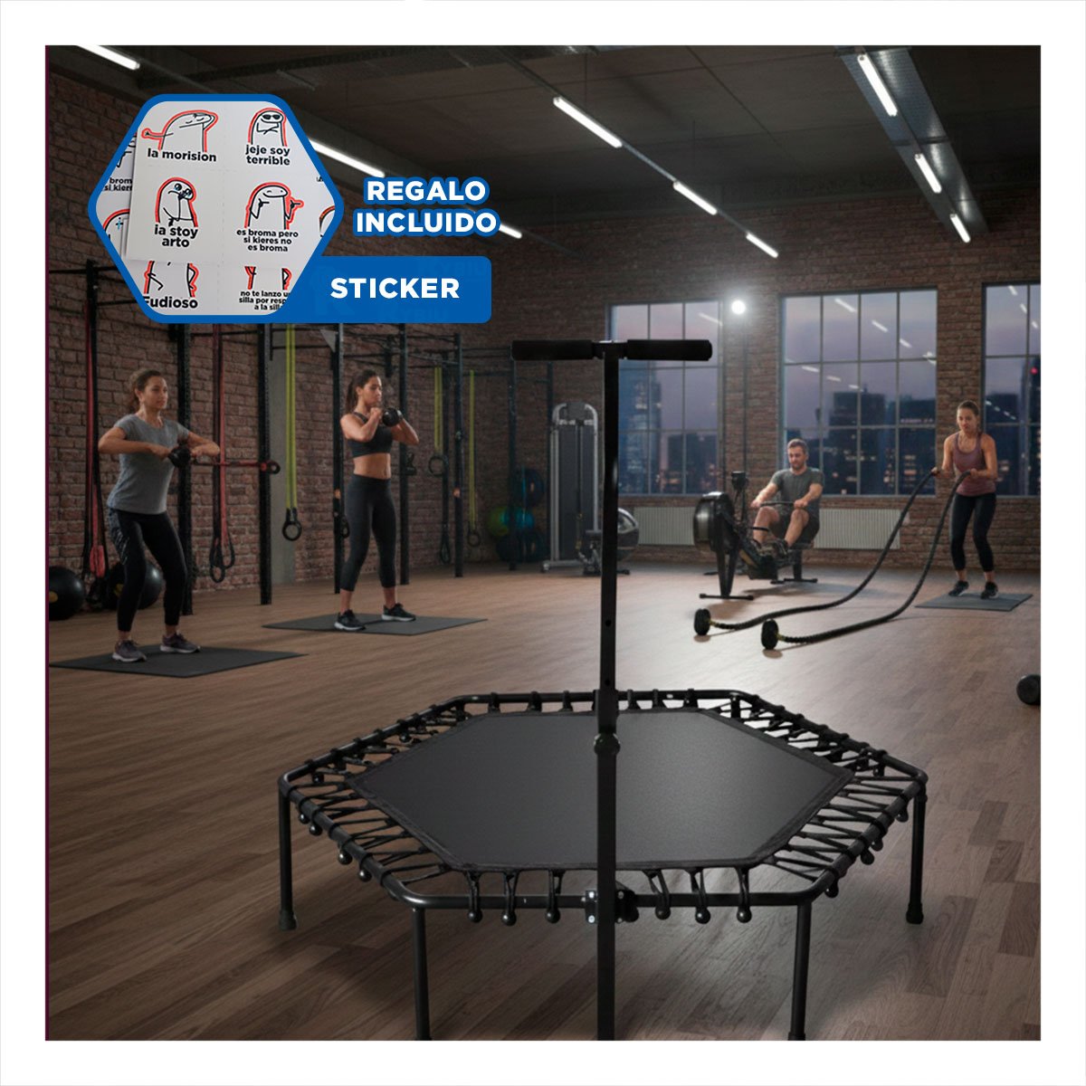 SALTARIN HEXAGONAL NEGRO 100X130CM PARA DIVERSION FAMILIAR Y ACTIVIDAD DIARIA YREGALO STICKER - 1
