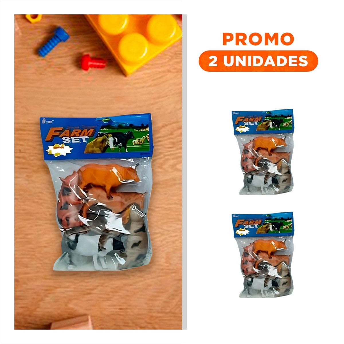 PACK2 KIT DE MINIATURAS DE ANIMALES DE GRANJA DOMESTICO EN BOLSA PARA JUEGO EN CASA - 1