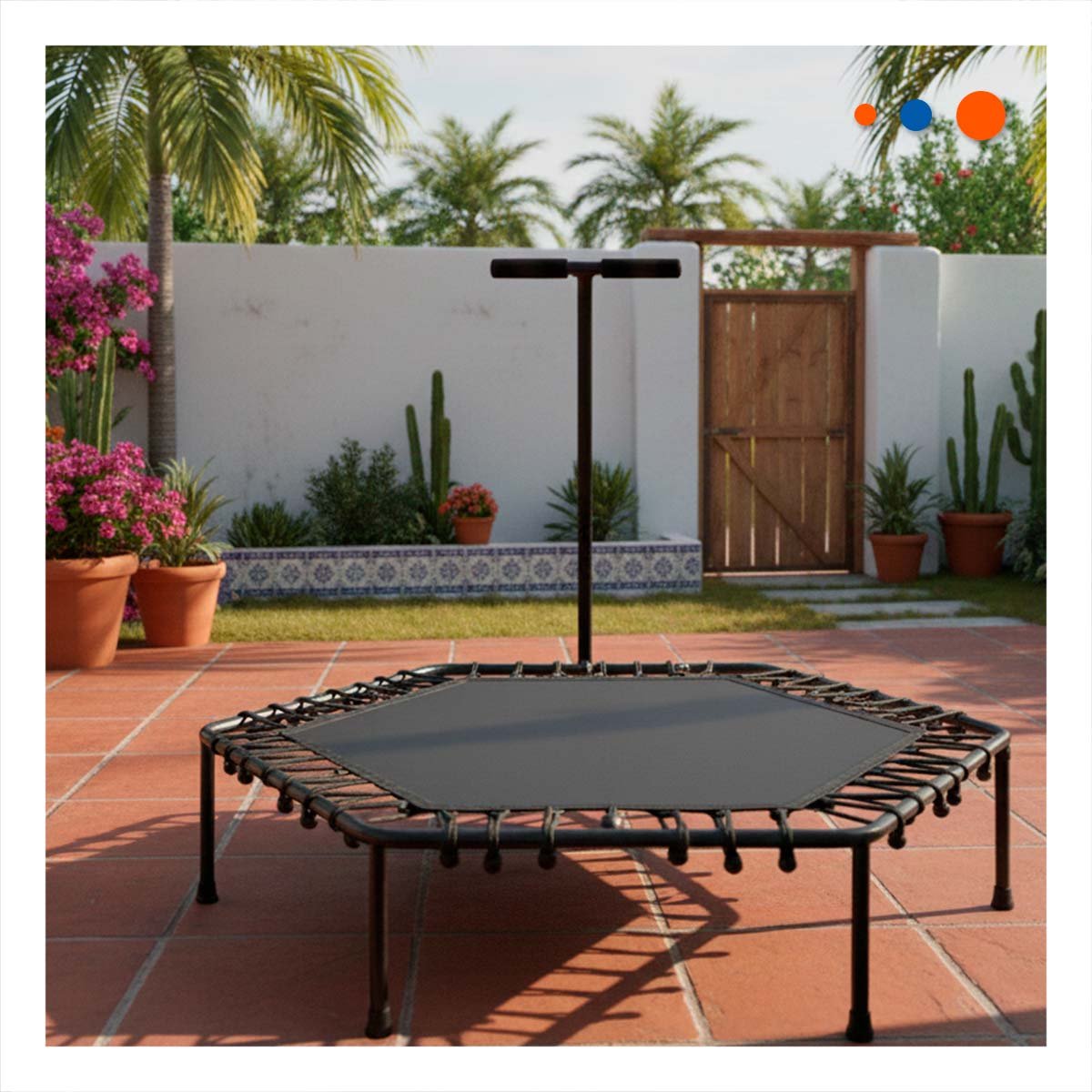 PACK2 TRAMPOLIN HEXAGONAL NEGRO 100X130CM PARA EJERCICIO DIARIO EN CASA YREGALO STICKER - 3