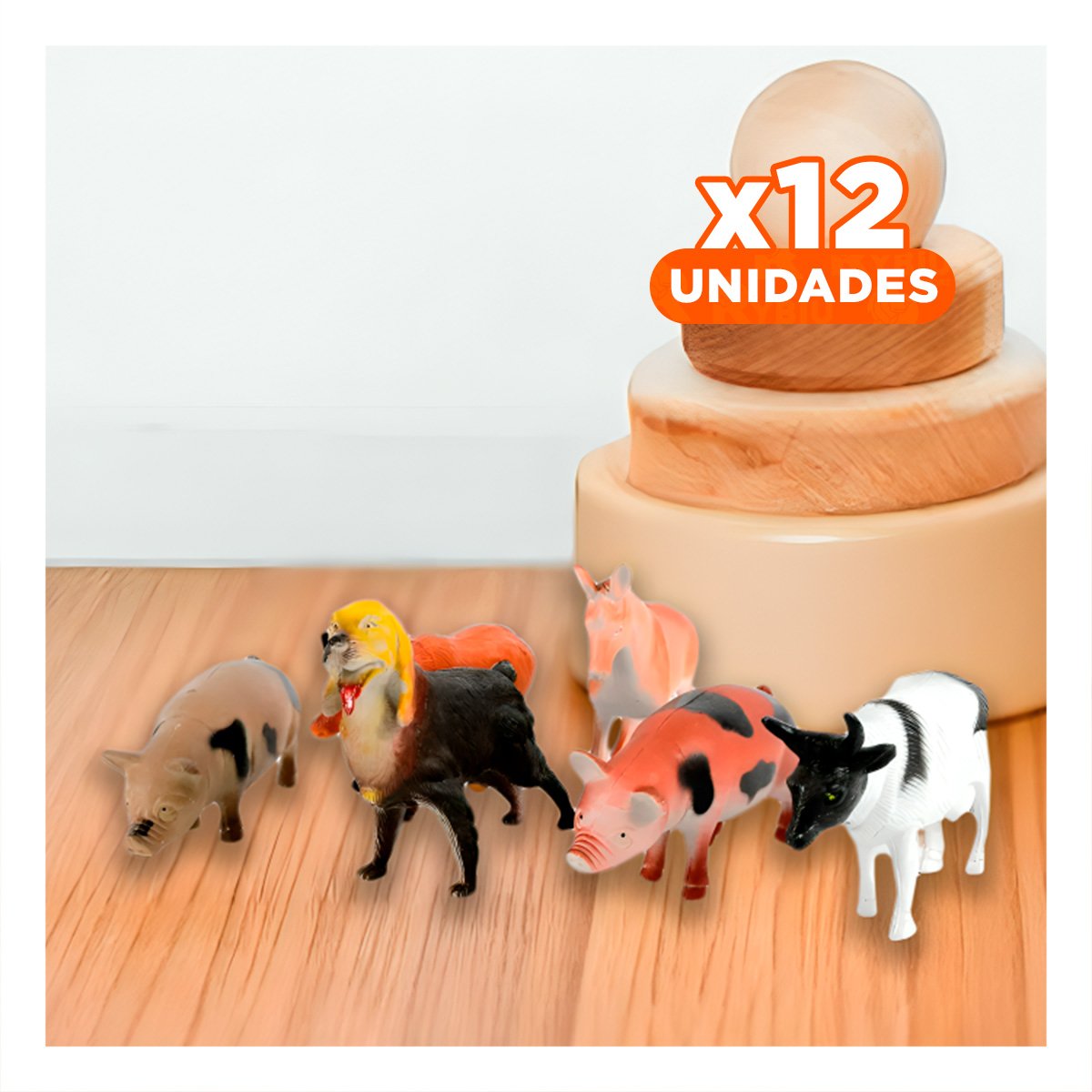 PACK12 JUEGO REALISTA DE ANIMALES DE GRANJA DOMESTICO EN BOLSA PARA DIVERSION CASA - 1