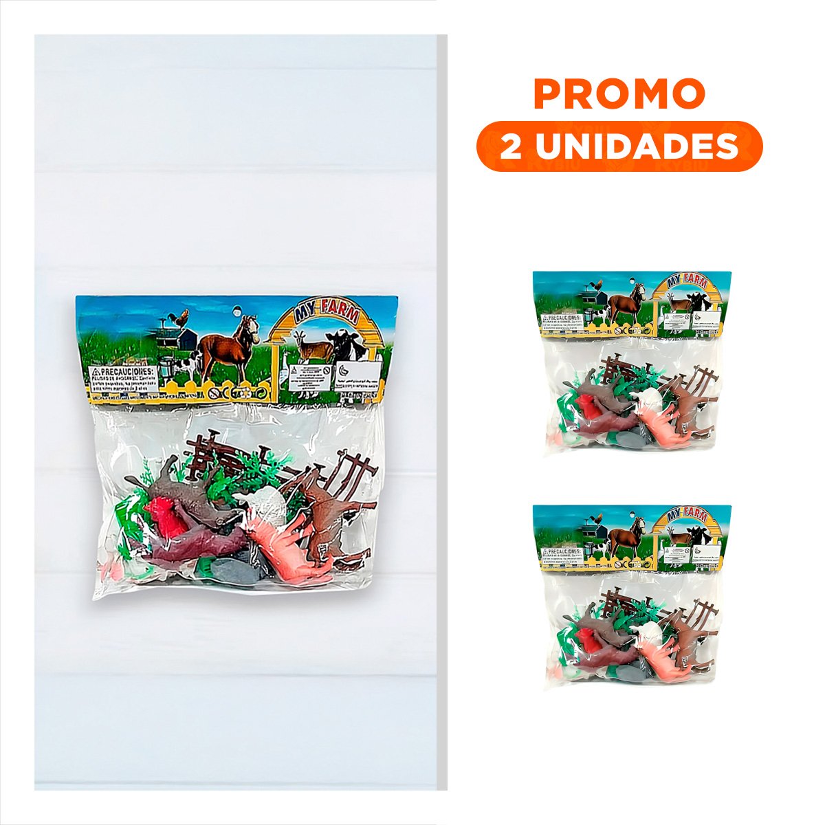 PACK2 JUEGO TEMATICO DE ANIMALES DE GRANJA CON PLANTAS PARA CASA - 1