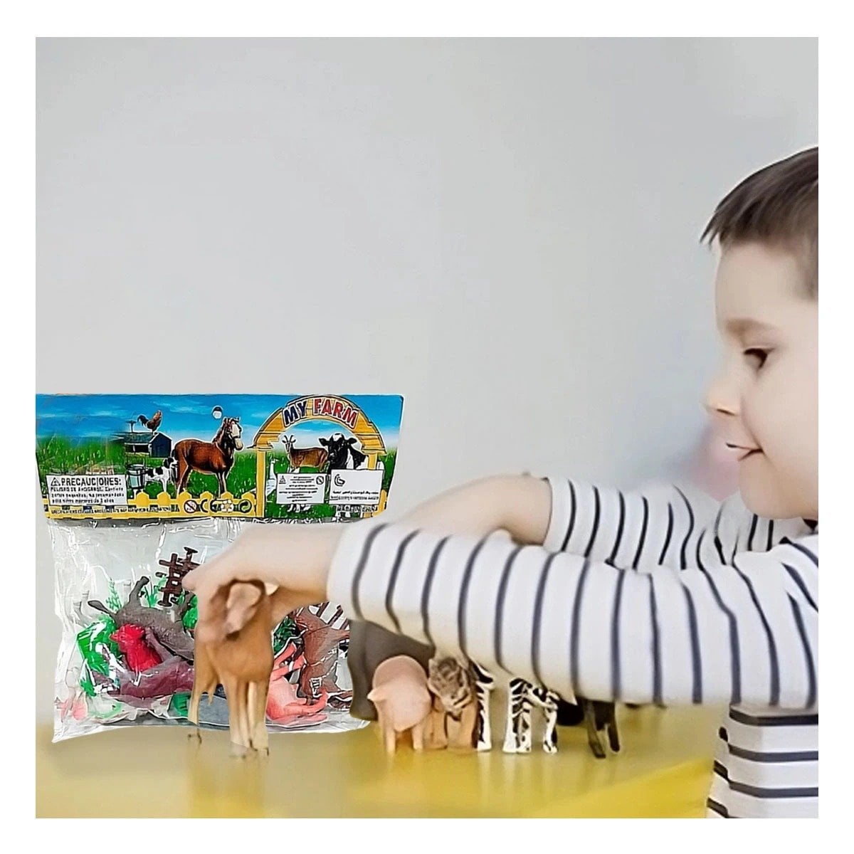 PACK4 FIGURAS REALISTAS DE ANIMALES DE GRANJA CON PLANTAS PARA CASA YPAPEL REGALO - 2