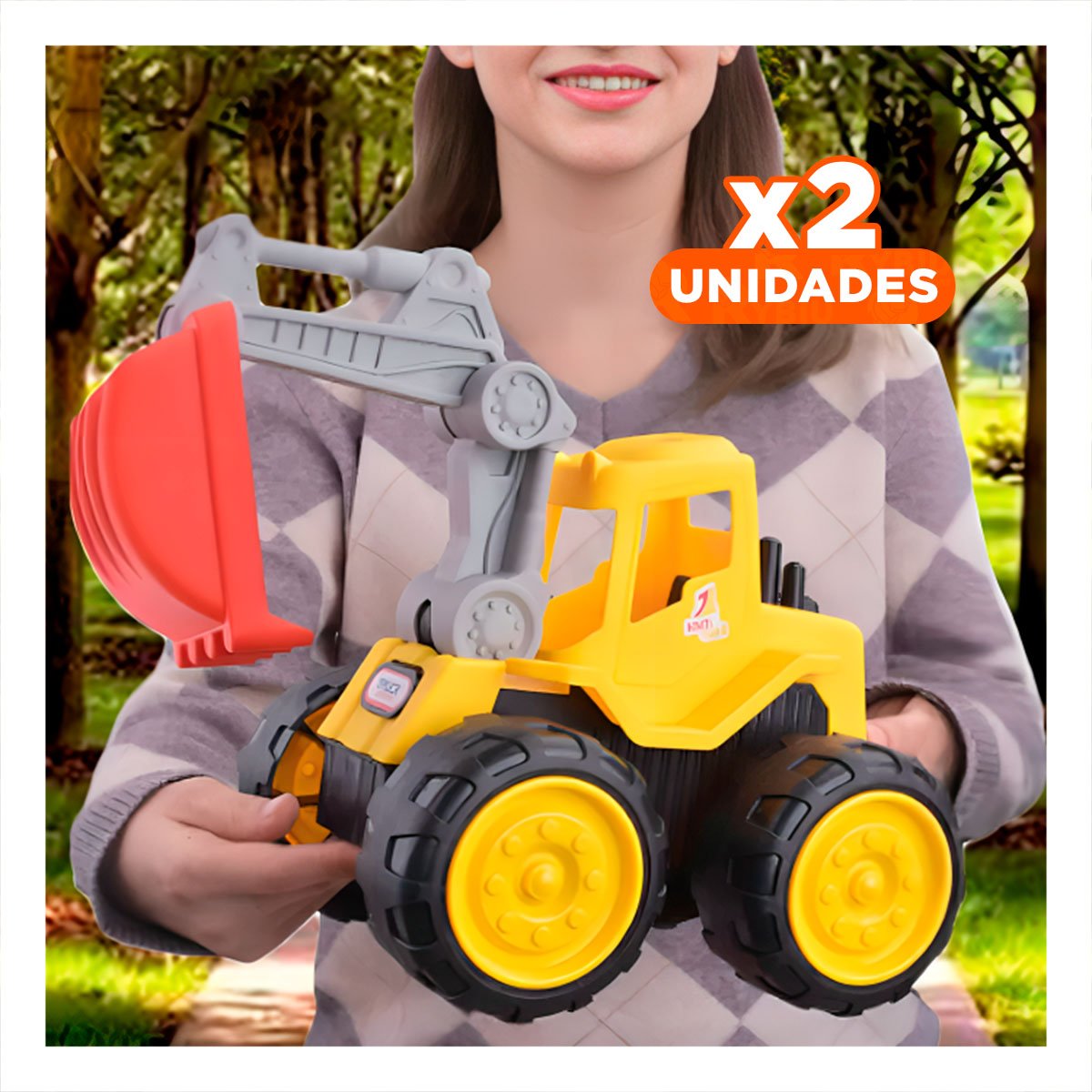PACK2 LINEA CARRO CONSTRUCTOR EXCAVADORA PARA JUEGO Y ESPACIOS DE CASA YREGALO STICKER - 1