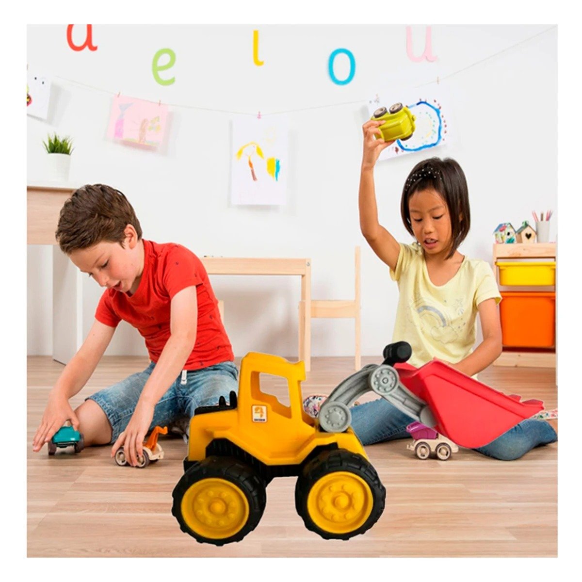 PACK2 LINEA CARRO CONSTRUCTOR EXCAVADORA PARA JUEGO Y ESPACIOS DE CASA YREGALO STICKER - 5