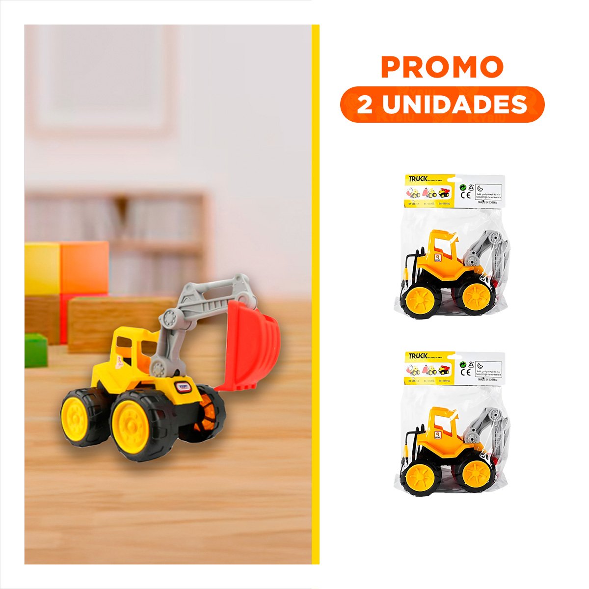 PACK2 ESTILO CARRO CONSTRUCTOR EXCAVADORA PARA DECORACION Y DIVERSION EN CASA - 1