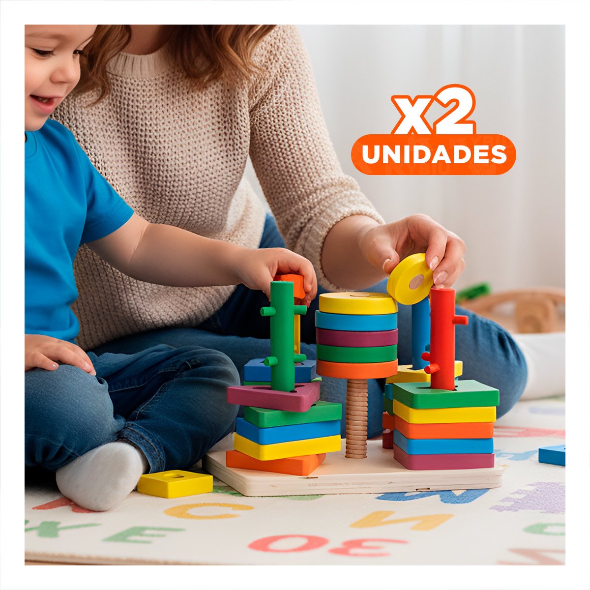 PACK2 EDUCATIVO DE ENCAJE MULTICOLOR CON DISENO ATRACTIVO EN MADERA HOGAR YREGALO STICKER - 1
