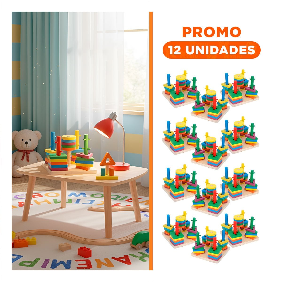 PACK12 COLECCION DE ENCAJE MULTICOLOR CON DISENO EN MADERA PARA HOGAR YREGALO STICKER - 1