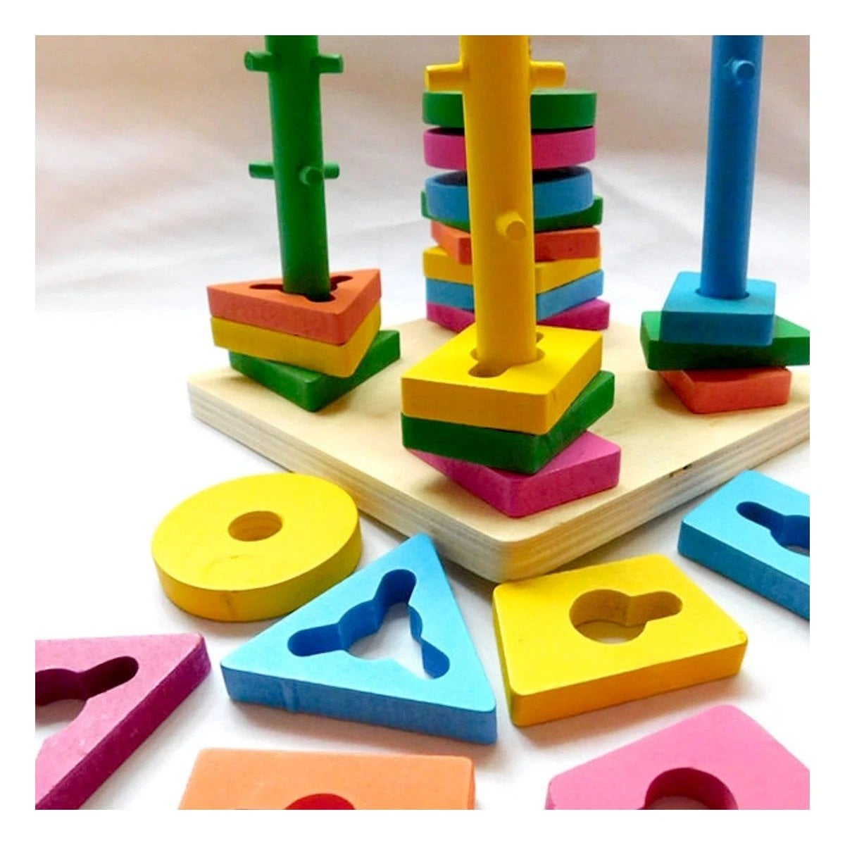 PACK6 ENTRETENIMIENTO DE MADERA CON ENCAJE MULTICOLOR PARA JUEGO EN HOGAR - 2