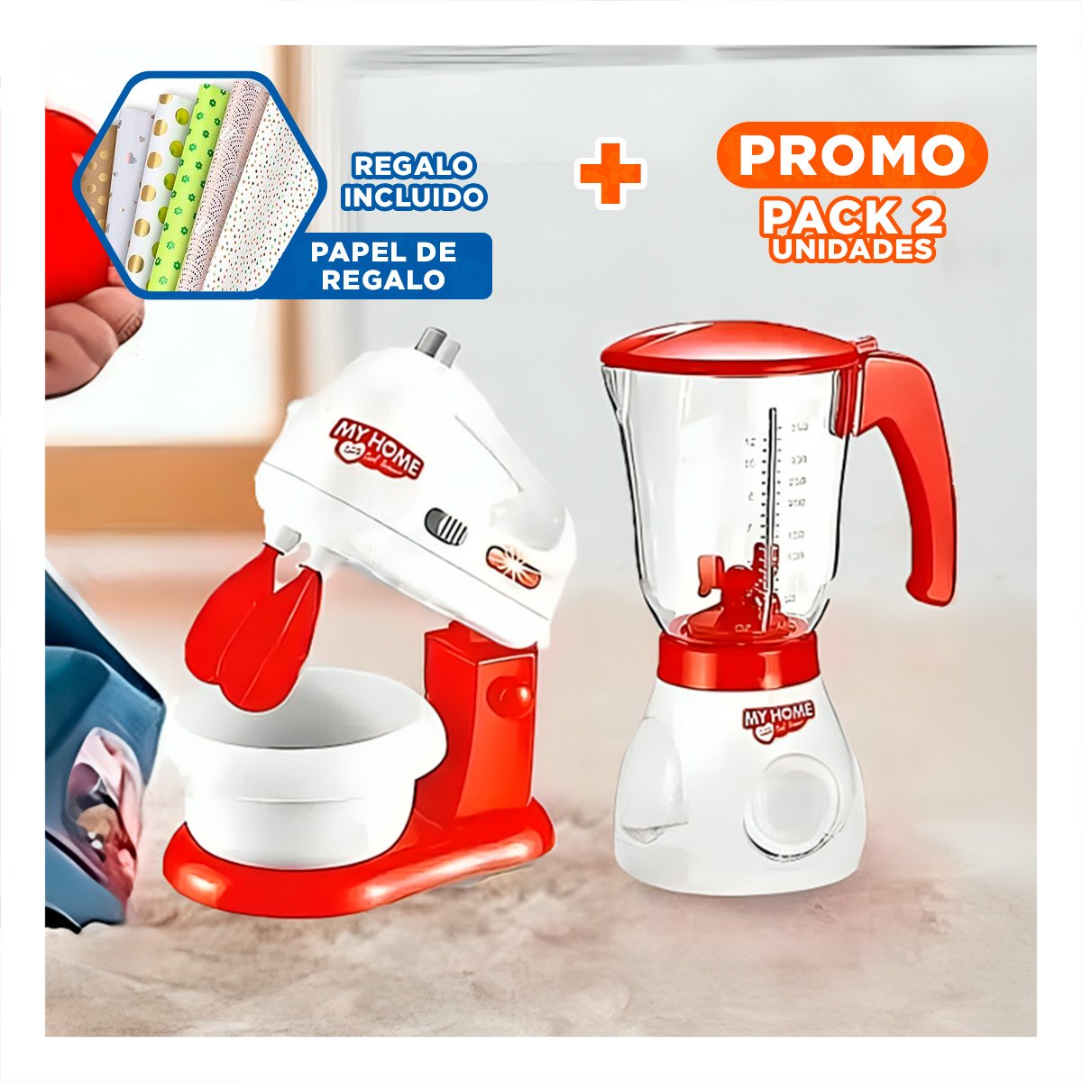 PACK2 JUEGO CREATIVO LICUADORA Y BATIDORA DE COCINA PARA JUEGO CREATIVO EN CASA YPAPEL REGALO - 1